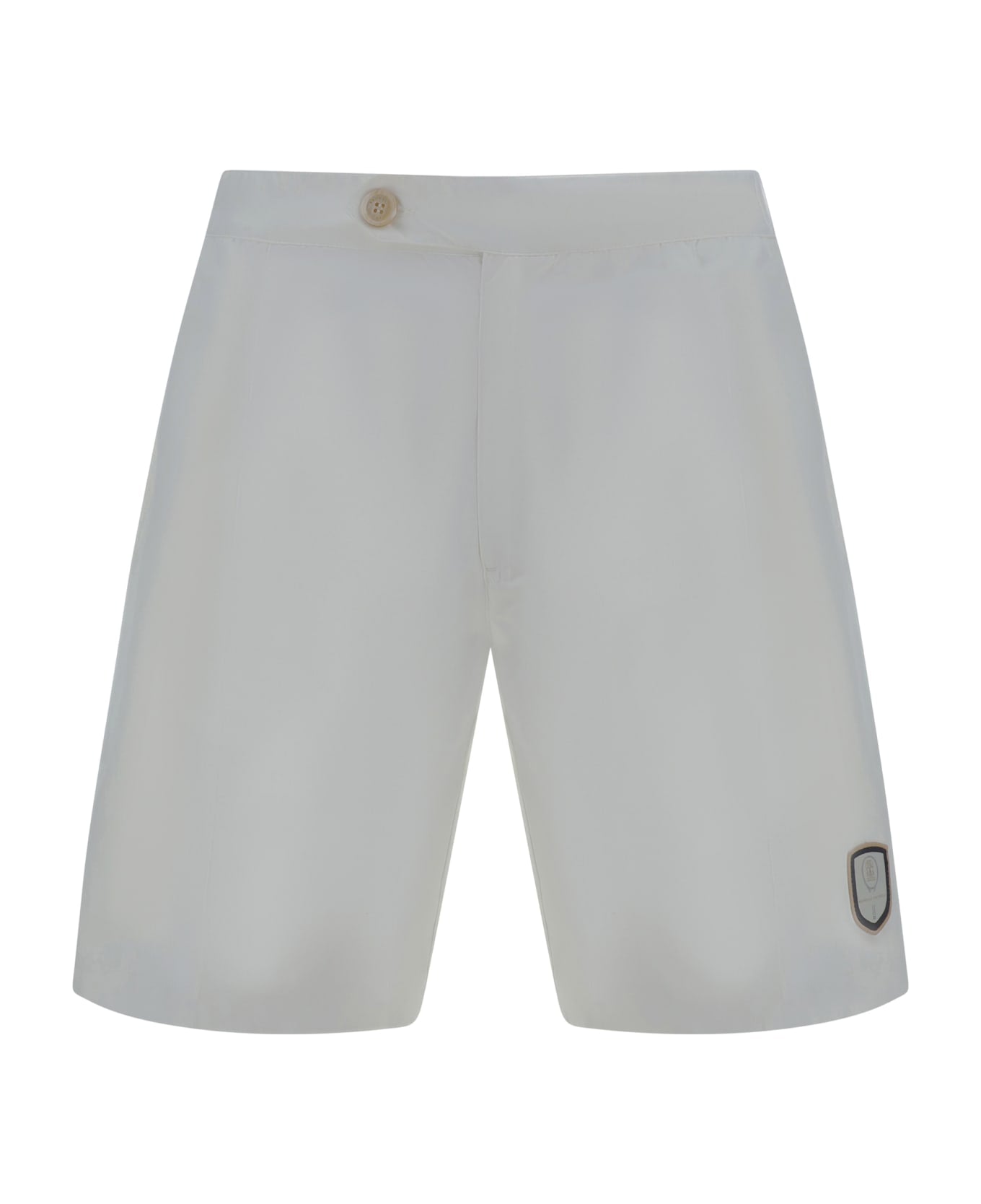 BRUNELLO CUCINELLI MEN'S WHITE TAILORED SHORTS WITH BUTTON DETAIL