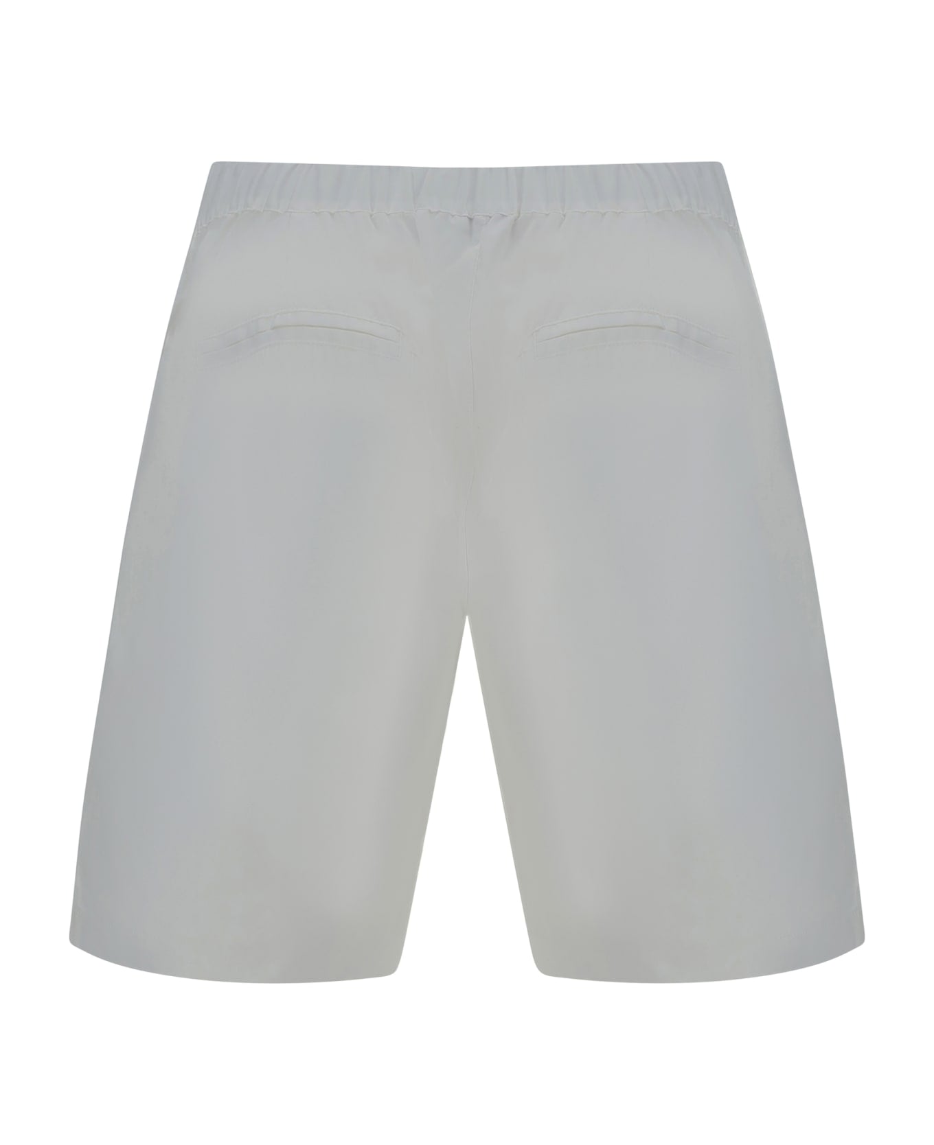 BRUNELLO CUCINELLI MEN'S WHITE TAILORED SHORTS WITH BUTTON DETAIL