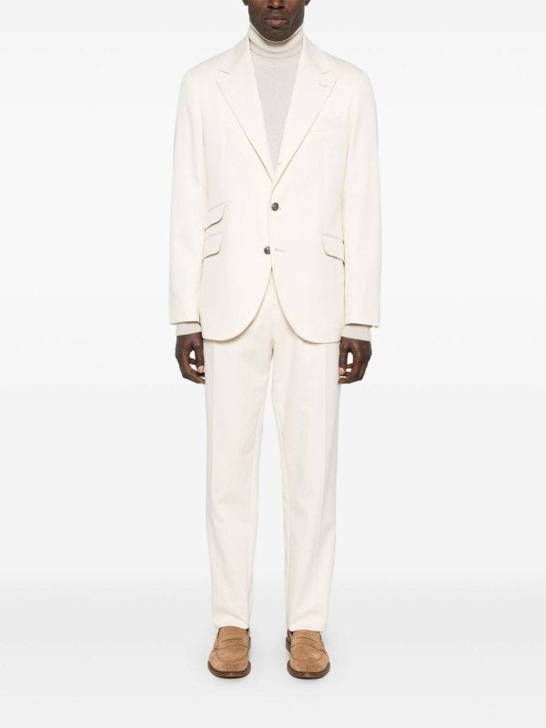 BRUNELLO CUCINELLI MEN'S CREAM TAILORED SUIT WITH NOTCH LAPEL