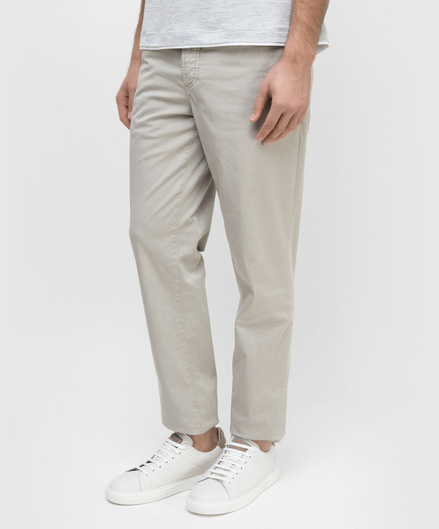 BRUNELLO CUCINELLI MEN'S BEIGE FIVE-POCKET TAILORED TROUSERS