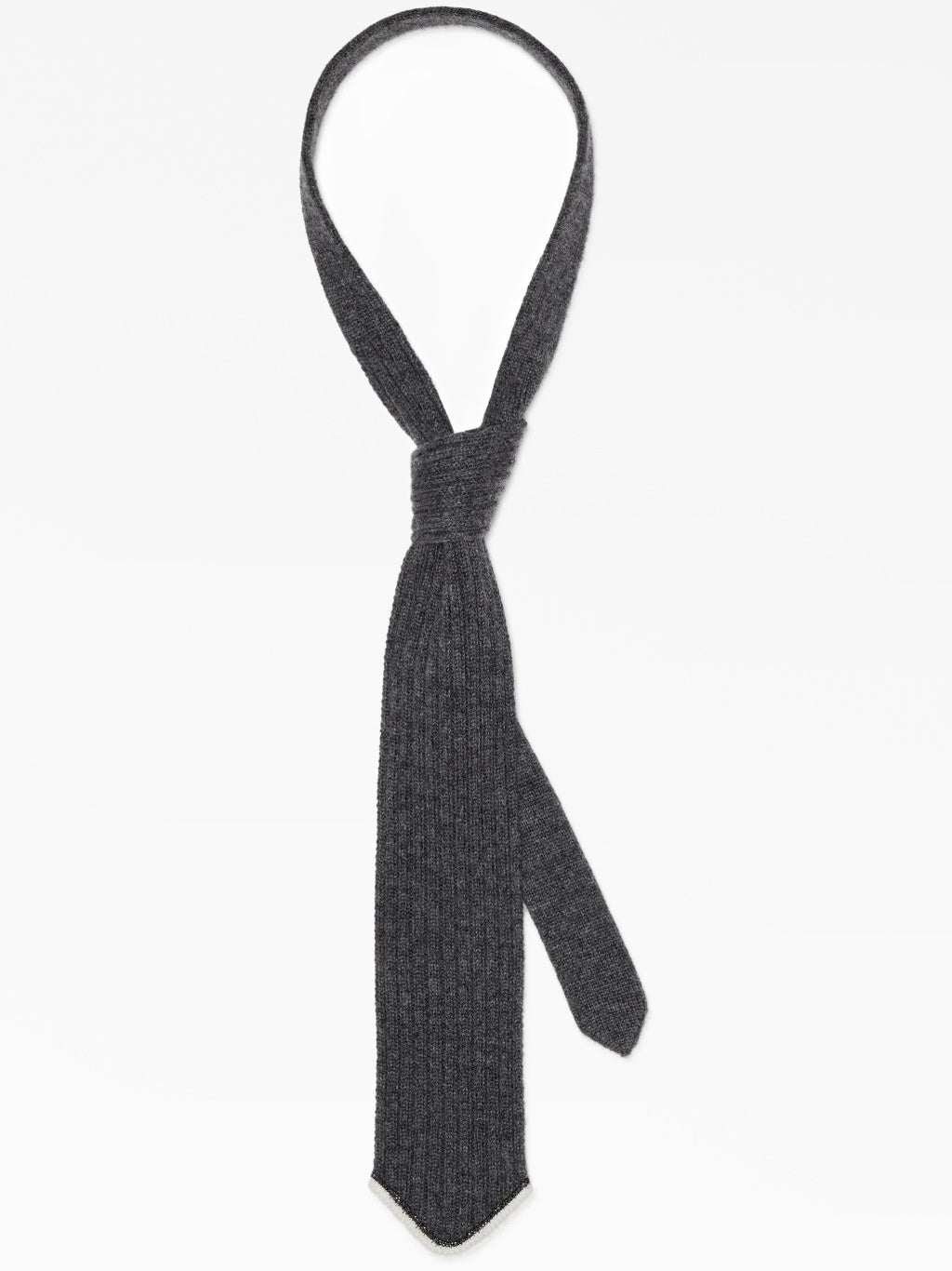 BRUNELLO CUCINELLI WOMEN'S CHARCOAL RIBBED KNIT TIE