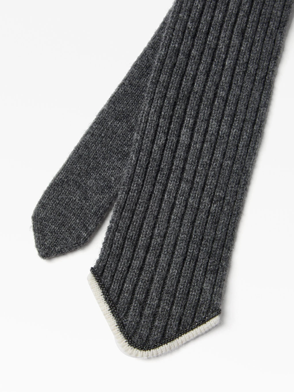 BRUNELLO CUCINELLI WOMEN'S CHARCOAL RIBBED KNIT TIE