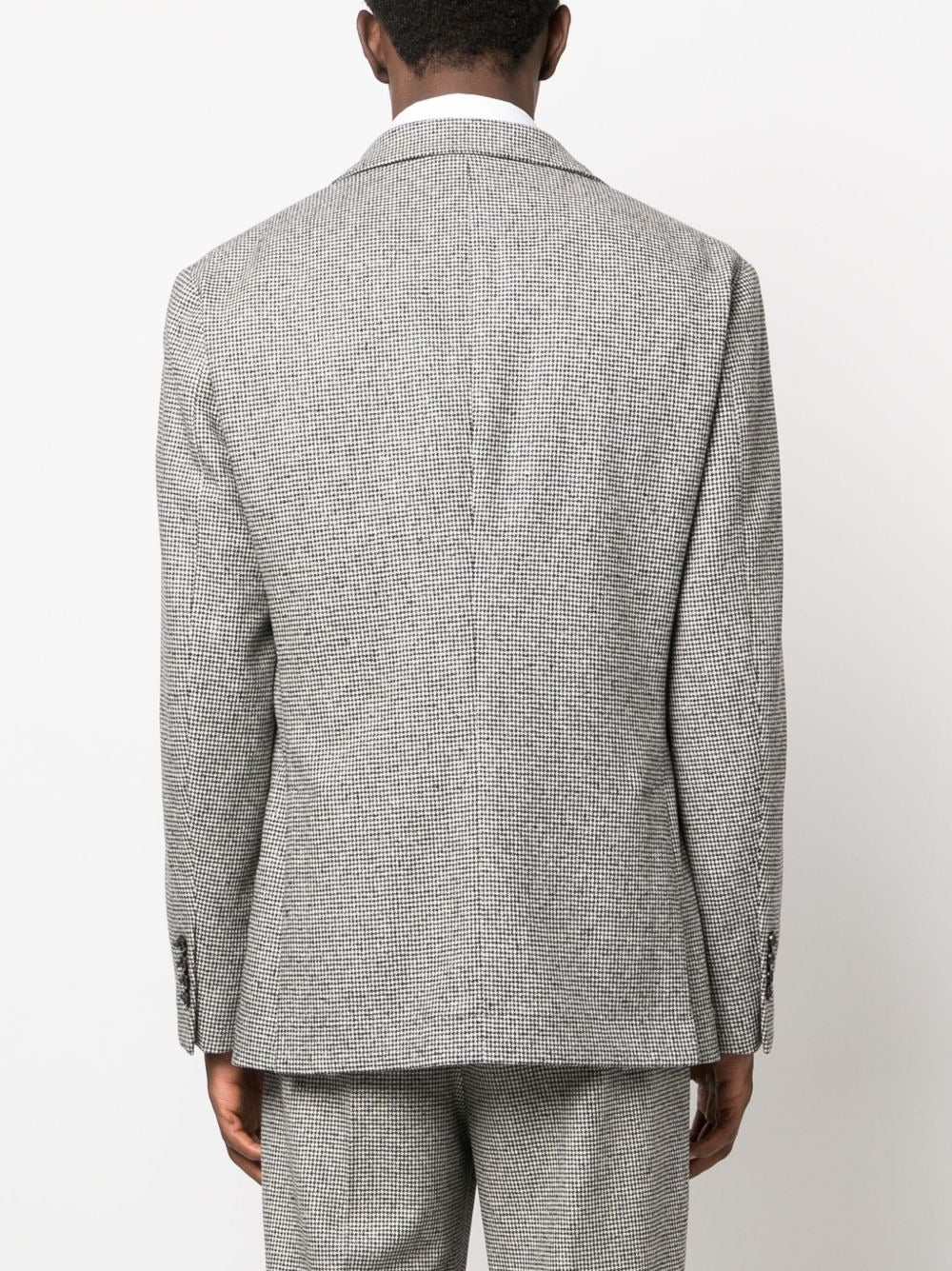 BRUNELLO CUCINELLI MEN'S LIGHT GREY HOUNDSTOOTH SUIT JACKET