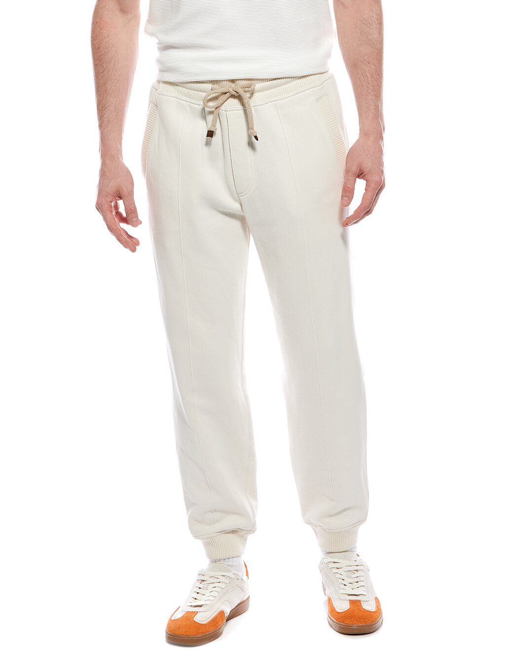 BRUNELLO CUCINELLI MEN'S CREAM DRAWSTRING JOGGER PANTS