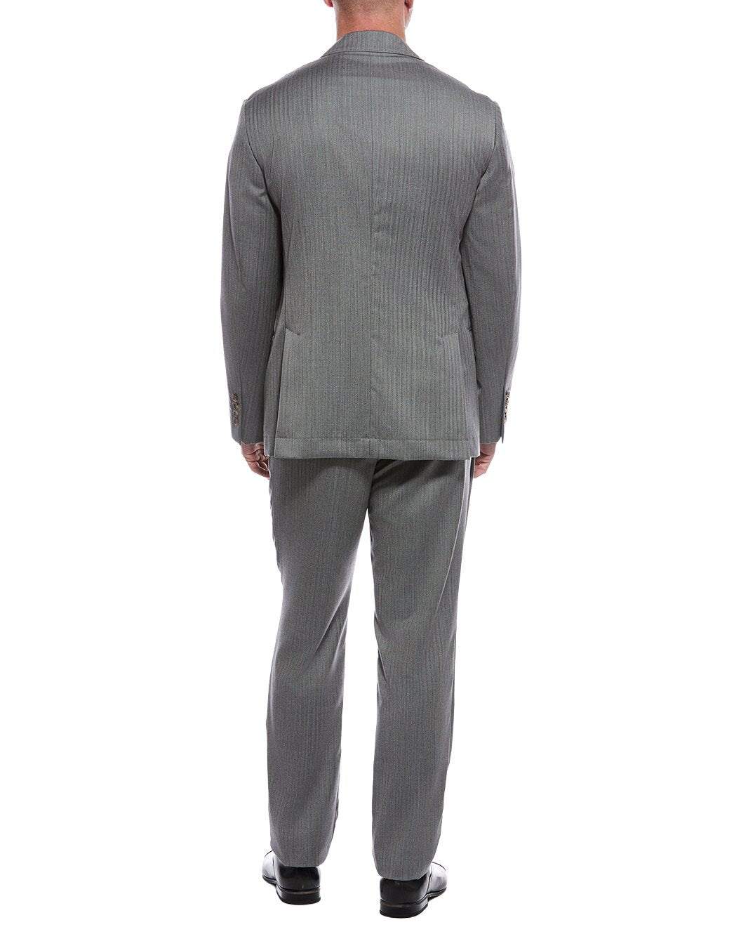 BRUNELLO CUCINELLI MEN'S LIGHT GREY PINSTRIPE TAILORED SUIT