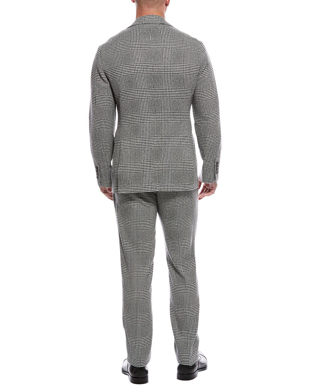 BRUNELLO CUCINELLI MEN'S GREY PLAID DOUBLE-BREASTED SUIT