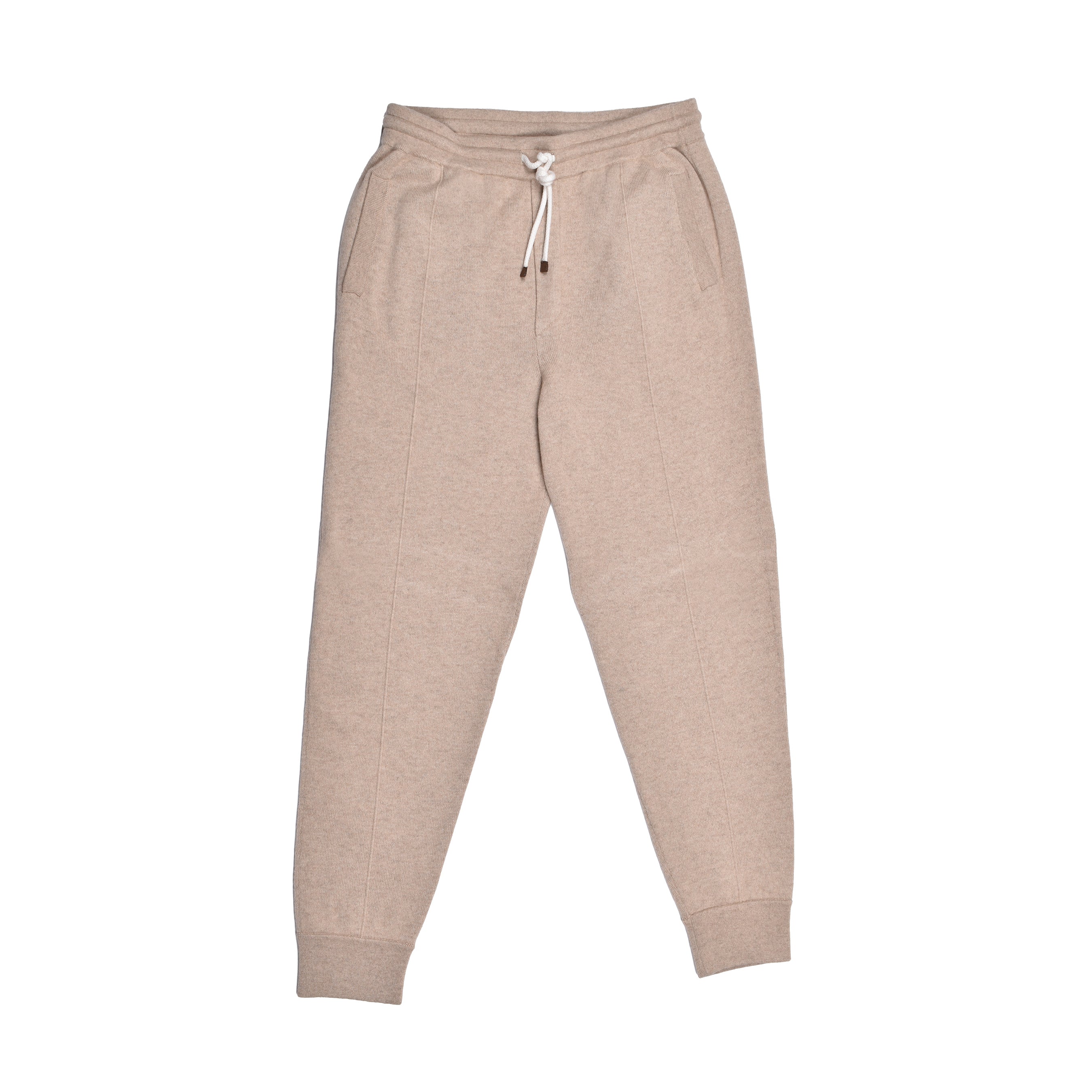 BRUNELLO CUCINELLI MEN'S LIGHT CAMEL CASHMERE DRAWSTRING TROUSERS