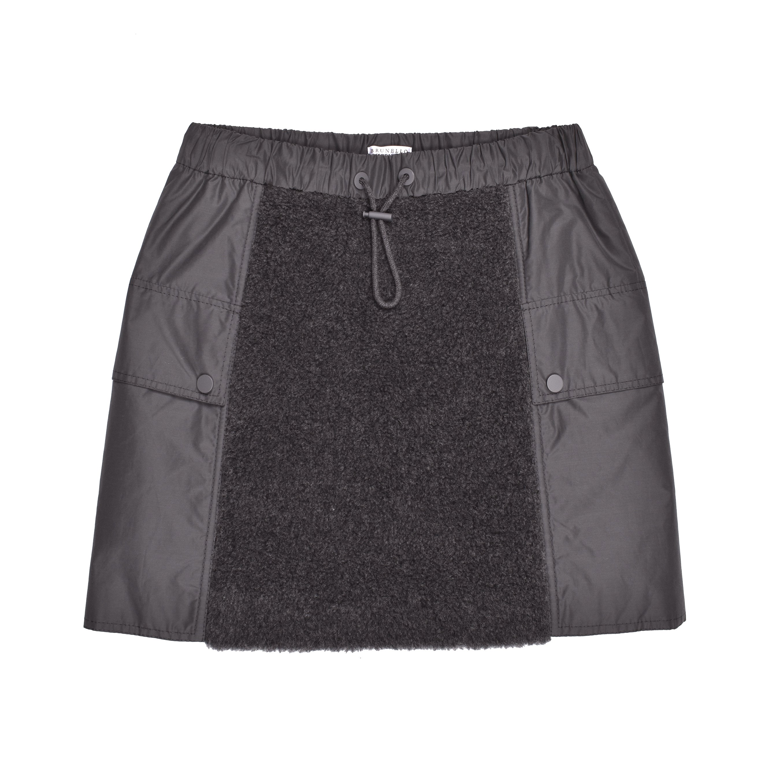 BRUNELLO CUCINELLI WOMEN'S GRAY CASHMERE BLEND TWO-TONE SKIRT