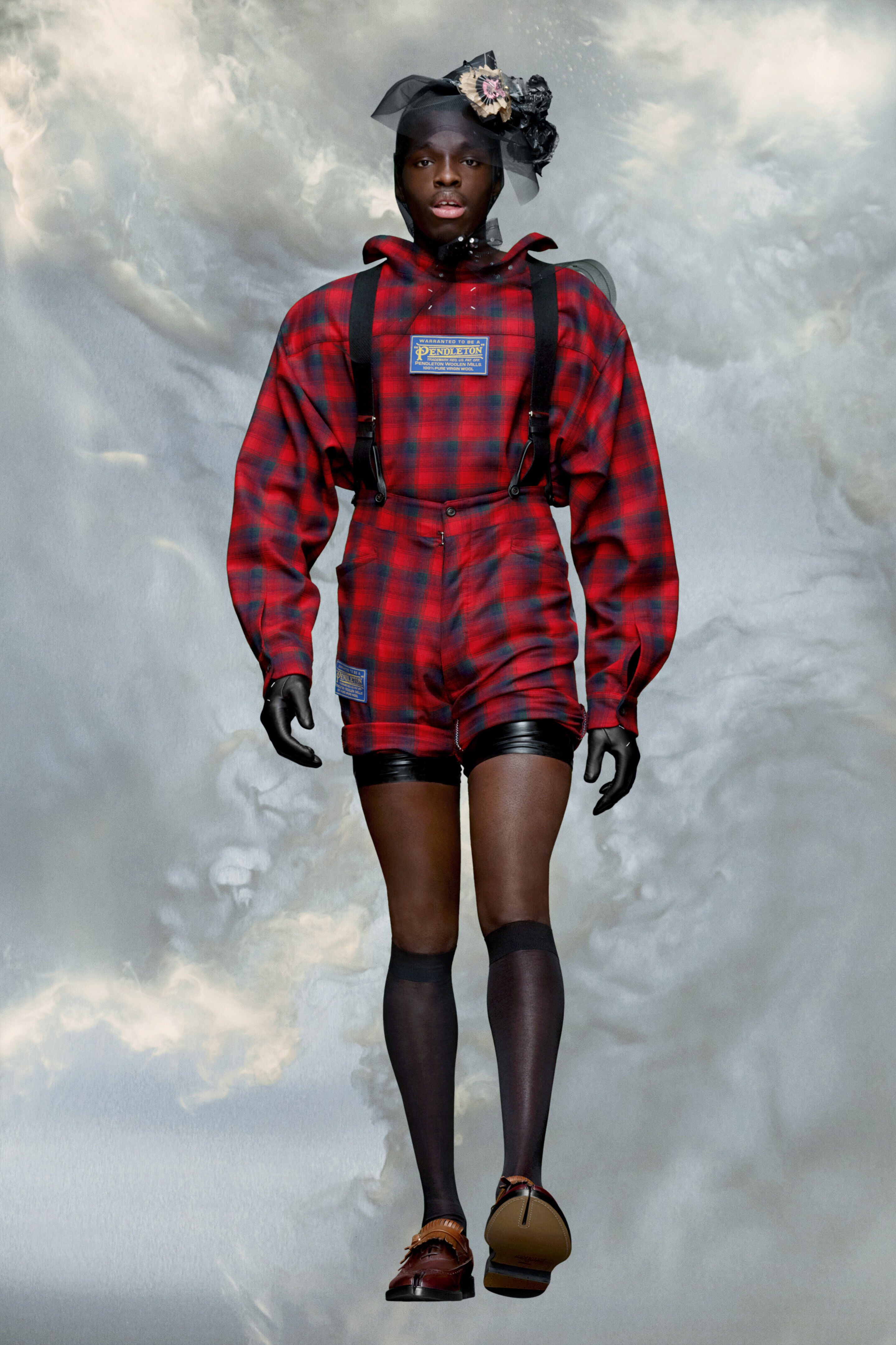 MAISON MARGIELA MEN'S RED PLAID TAILORED SHORTS
