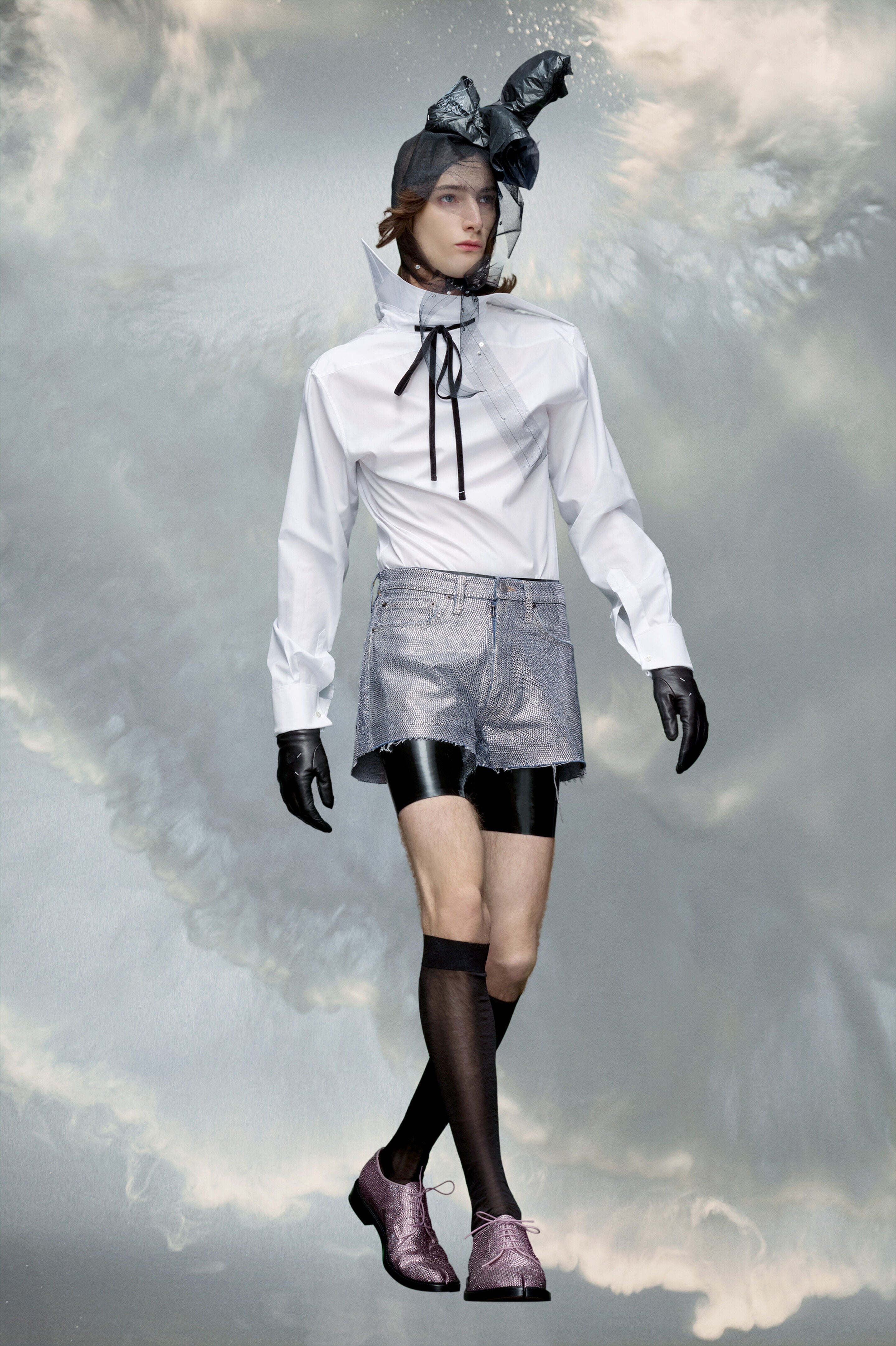 MAISON MARGIELA MEN'S SILVER CRYSTAL-EMBELLISHED TAILORED SHORTS