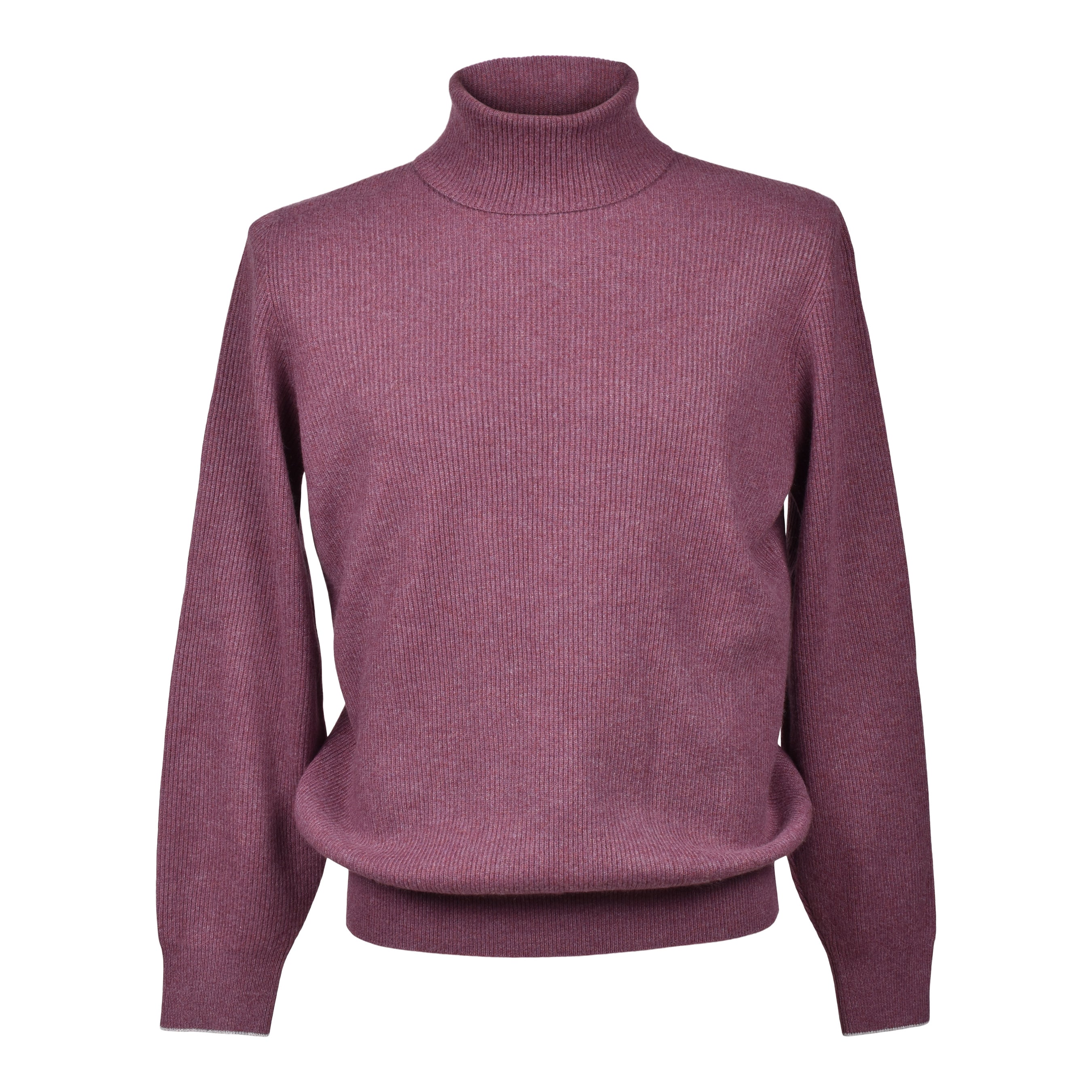 BRUNELLO CUCINELLI MEN'S AUBERGINE CASHMERE TURTLENECK SWEATER