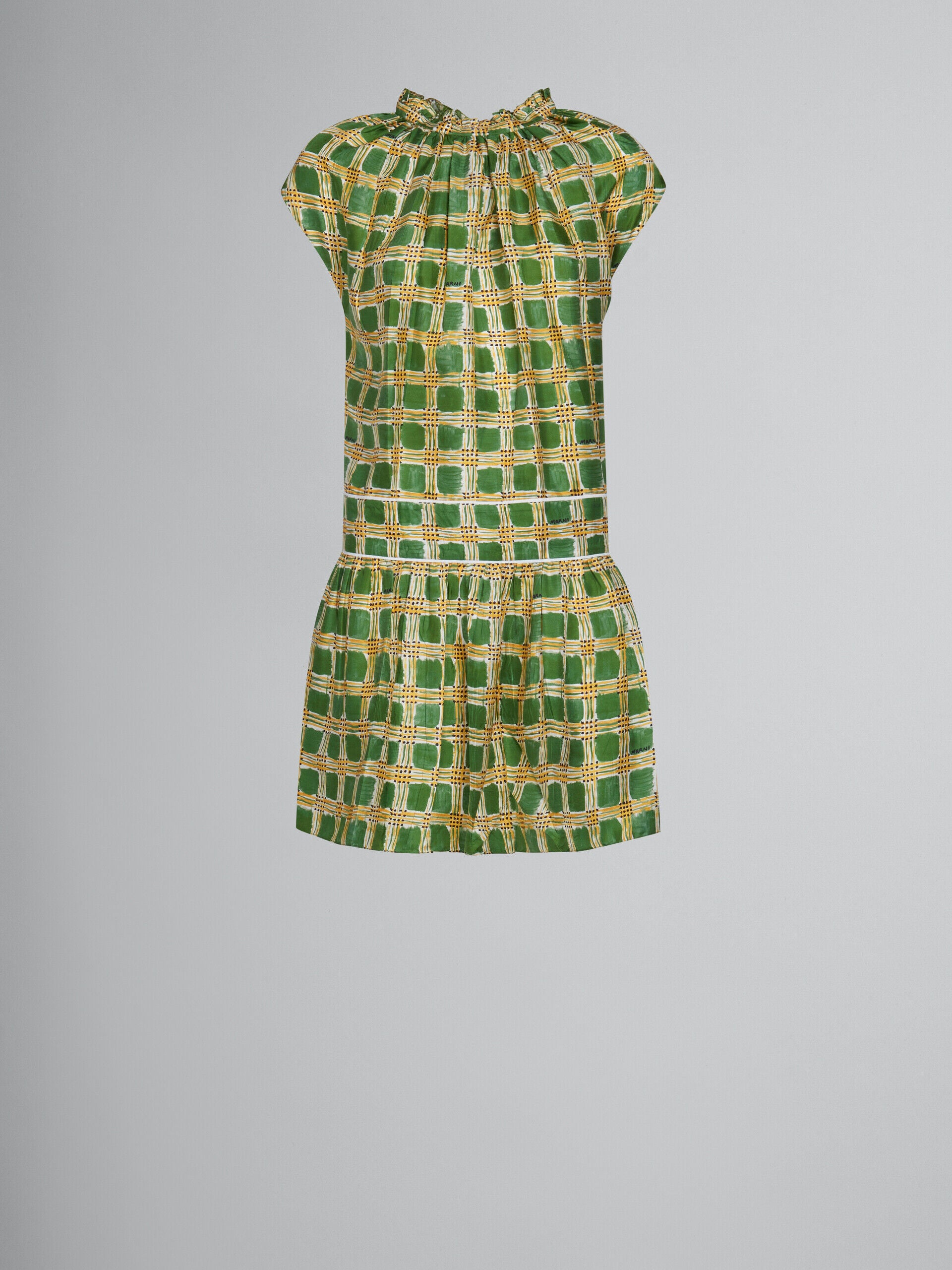 MARNI WOMEN'S GREEN PLAID SHORT DRESS