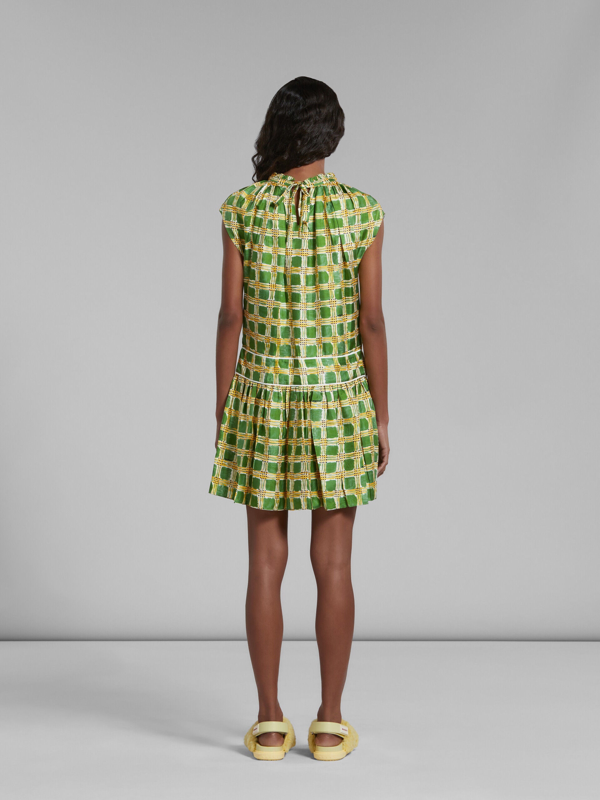 MARNI WOMEN'S GREEN PLAID SHORT DRESS