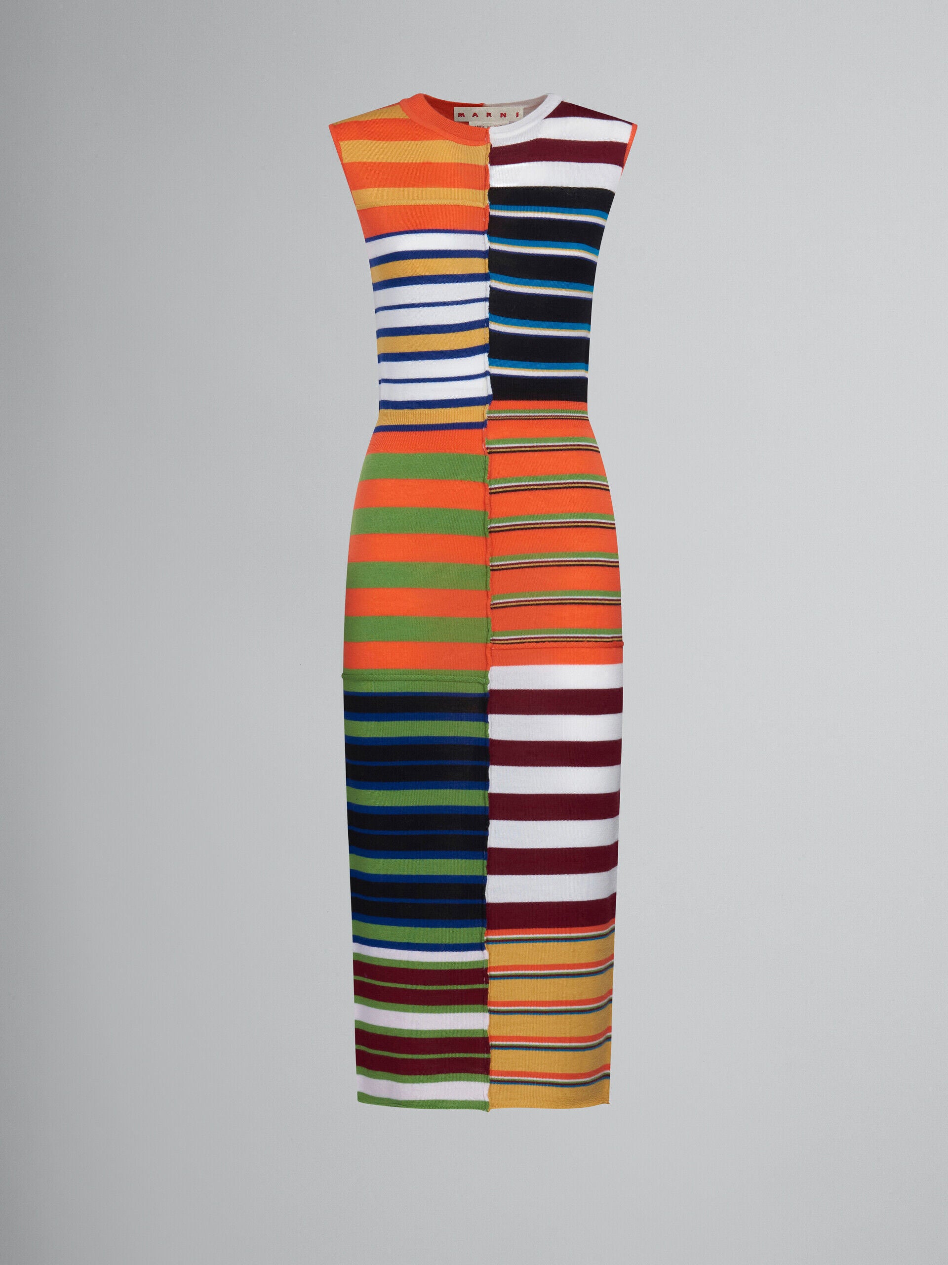 MARNI WOMEN'S MULTICOLOR STRIPED SLEEVELESS MIDI DRESS