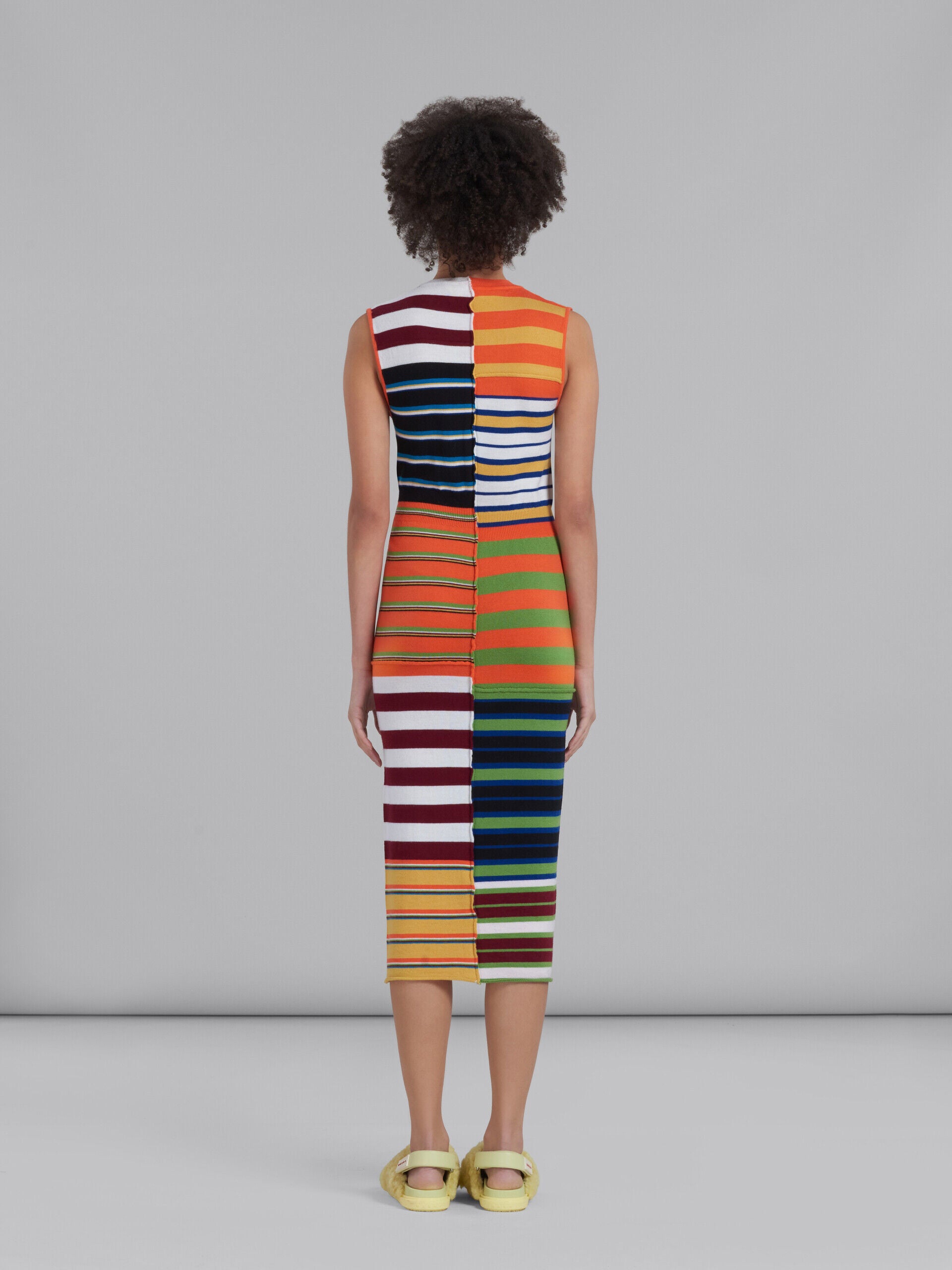 MARNI WOMEN'S MULTICOLOR STRIPED SLEEVELESS MIDI DRESS