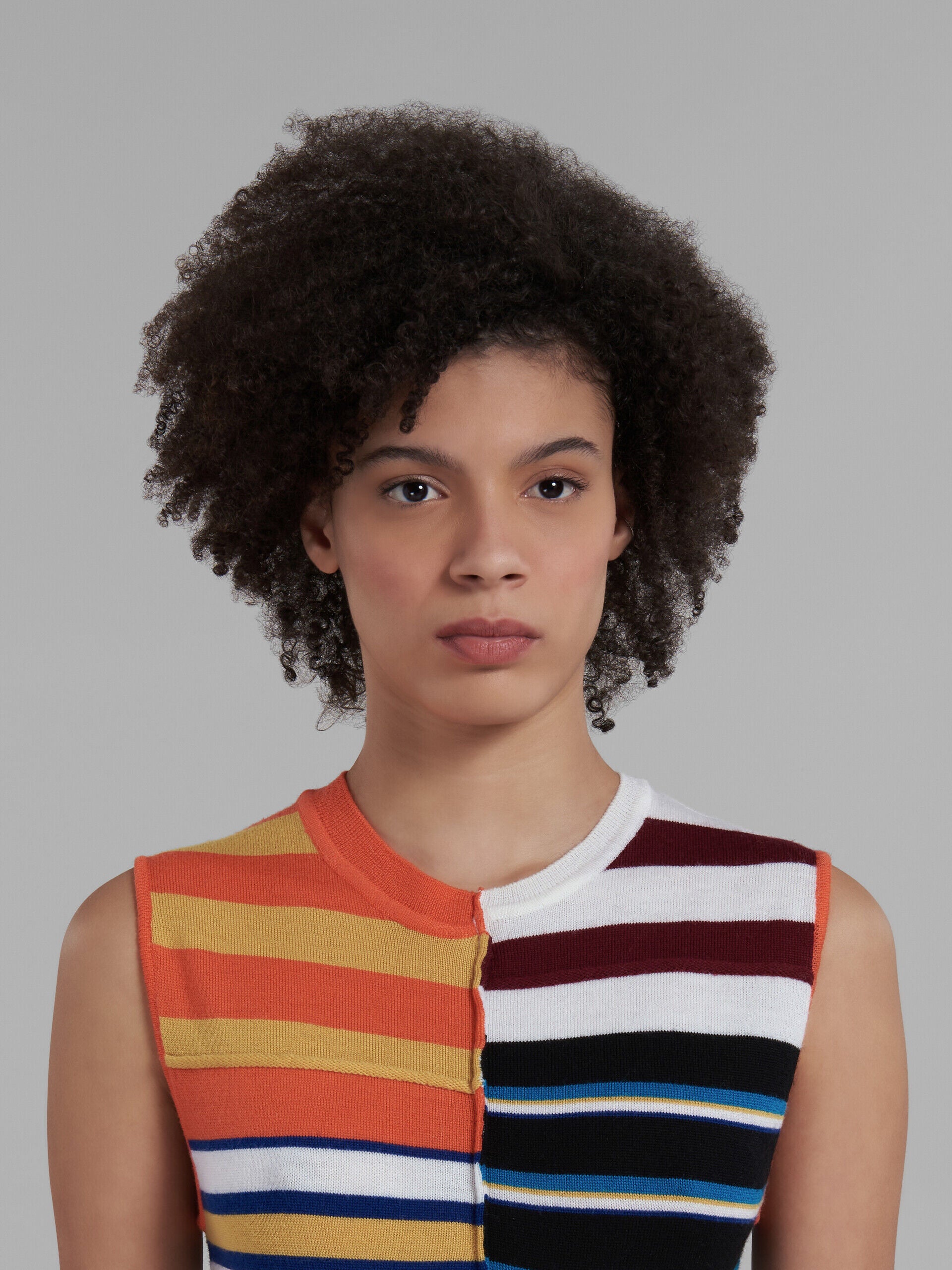 MARNI WOMEN'S MULTICOLOR STRIPED SLEEVELESS MIDI DRESS