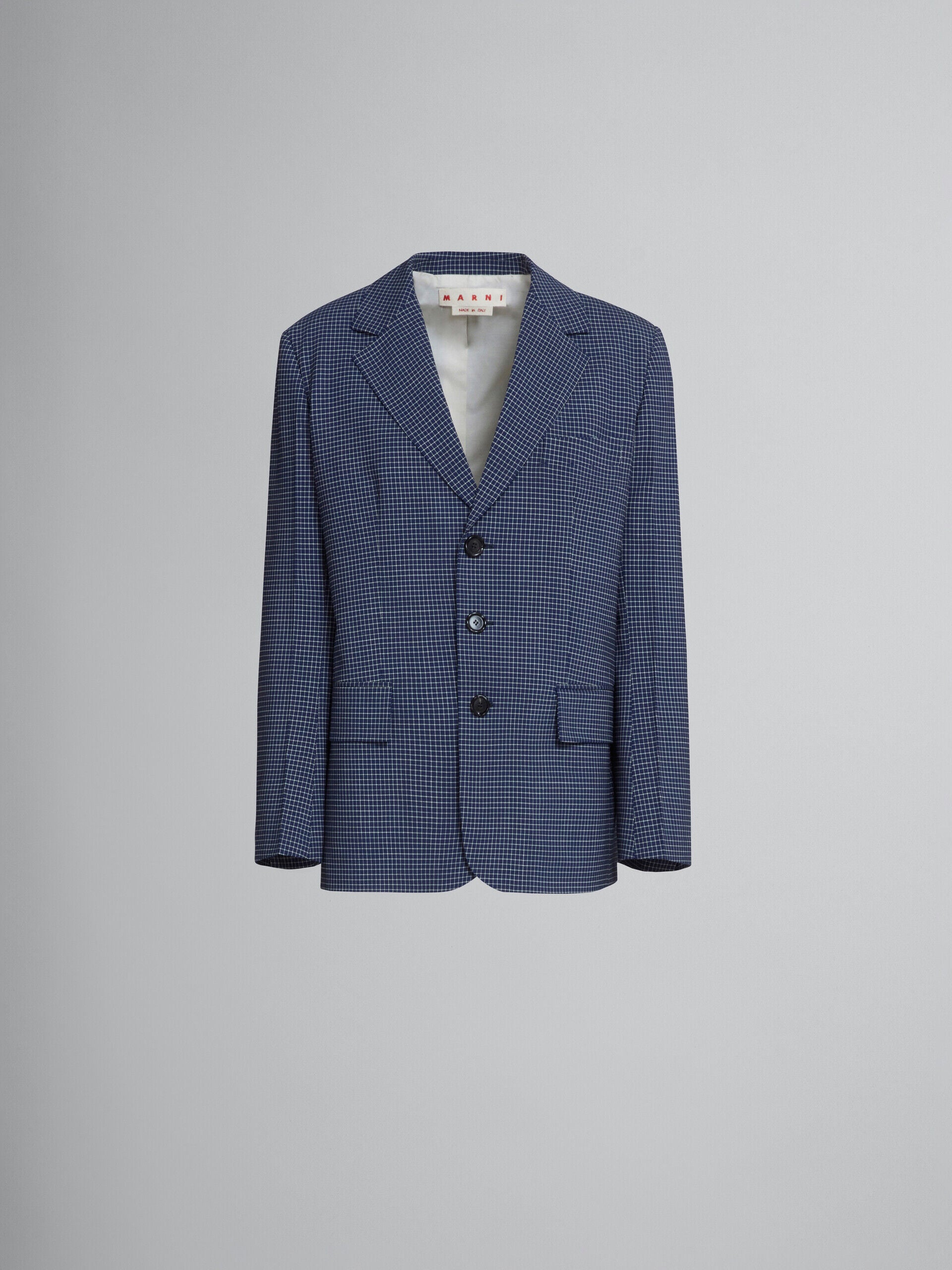 MARNI WOMEN'S LIGHT NAVY CHECKERED BLAZER