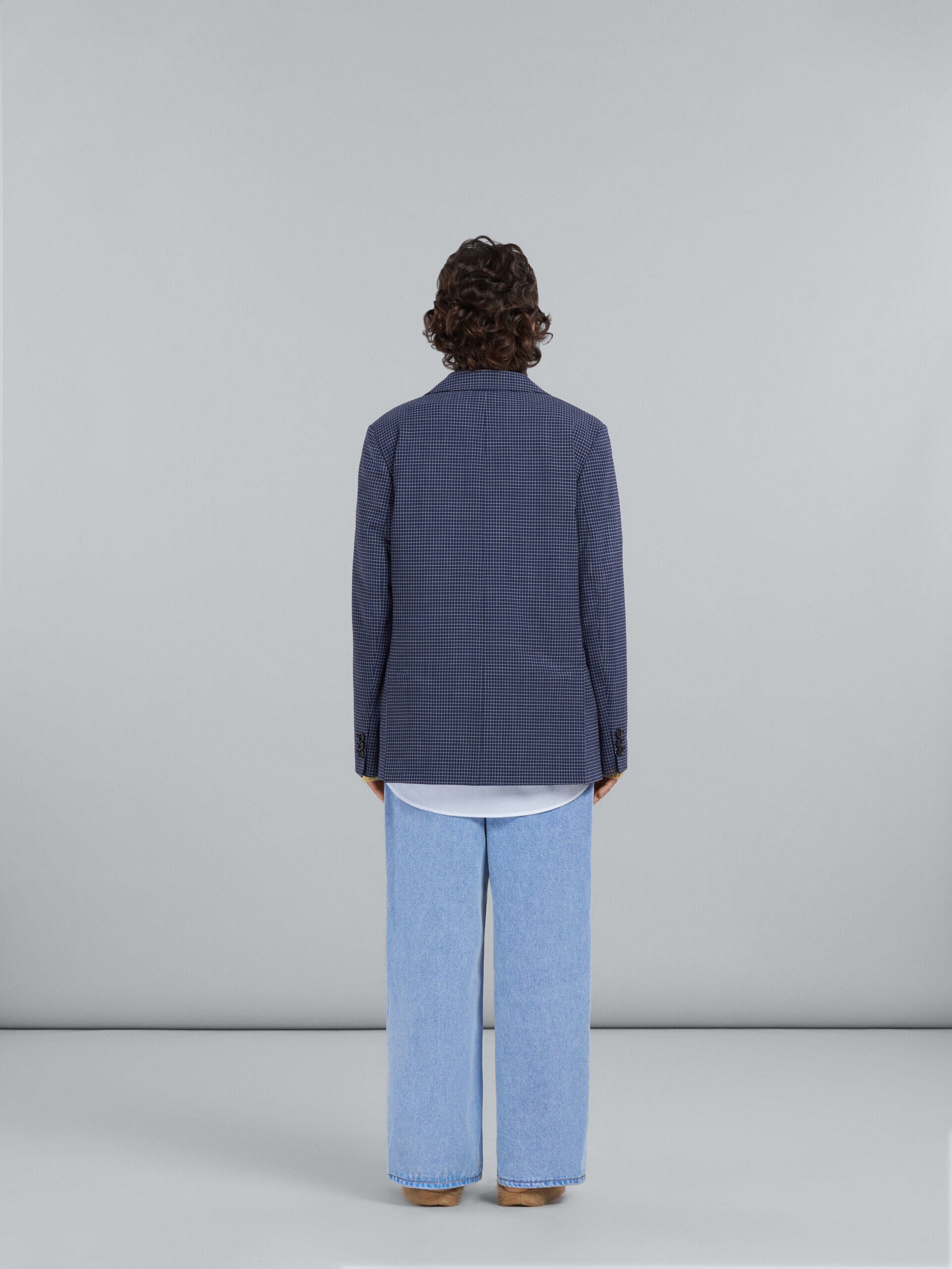 MARNI WOMEN'S LIGHT NAVY CHECKERED BLAZER