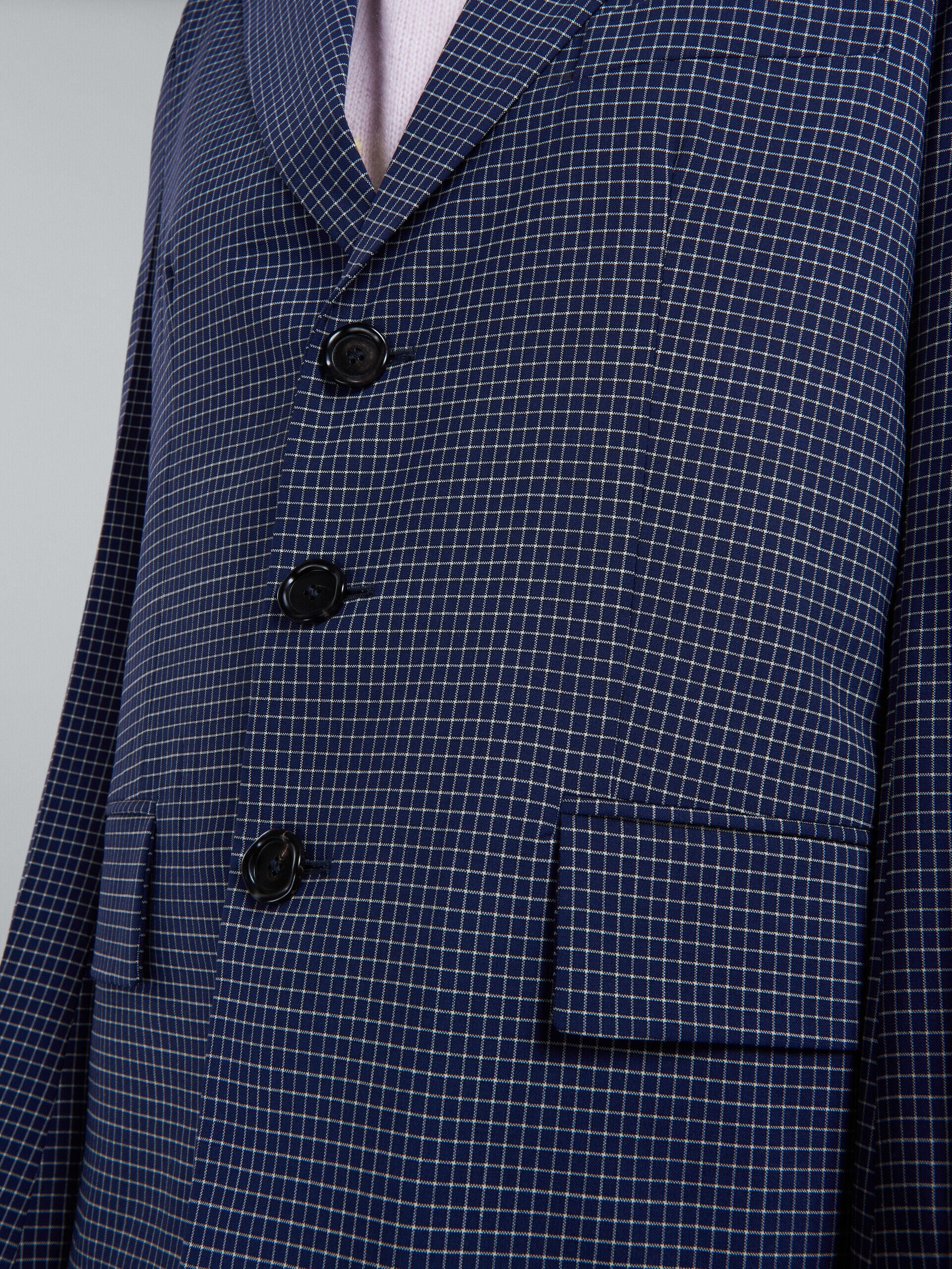 MARNI WOMEN'S LIGHT NAVY CHECKERED BLAZER