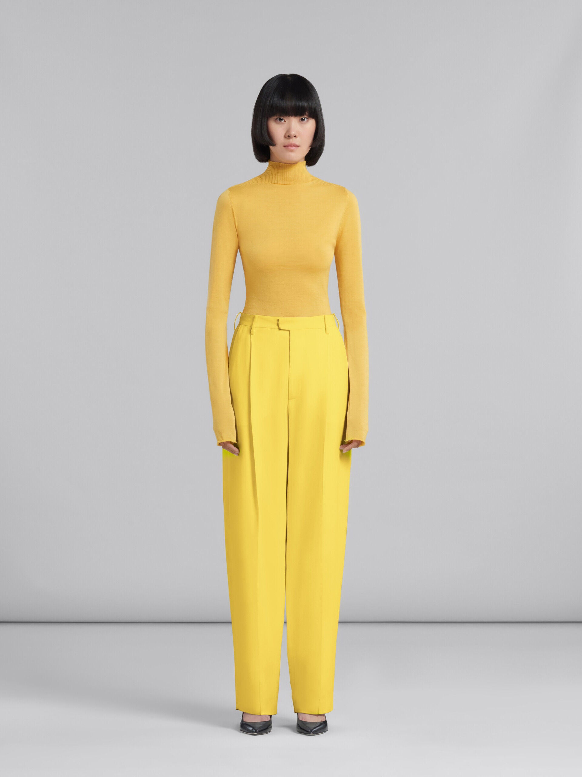 MARNI WOMEN'S YELLOW LOOSE-FIT TAILORED TROUSERS