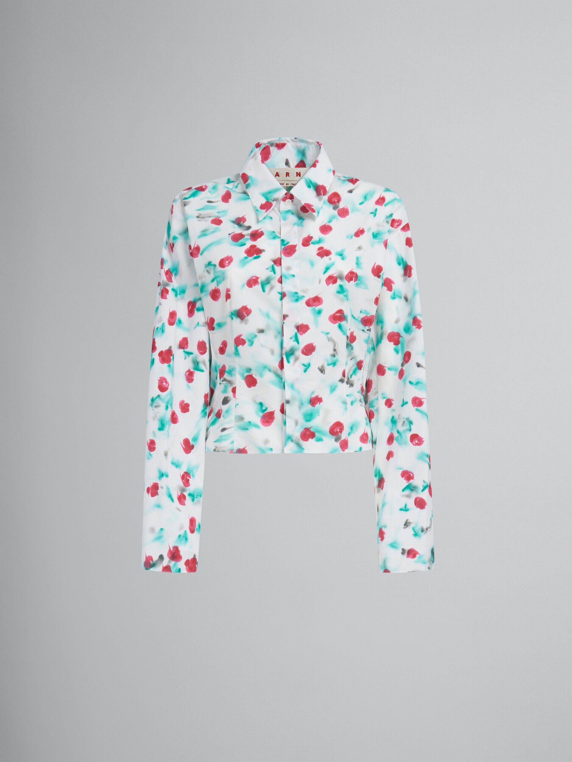MARNI WOMEN'S FLORAL PRINT CROPPED BUTTON-UP SHIRT