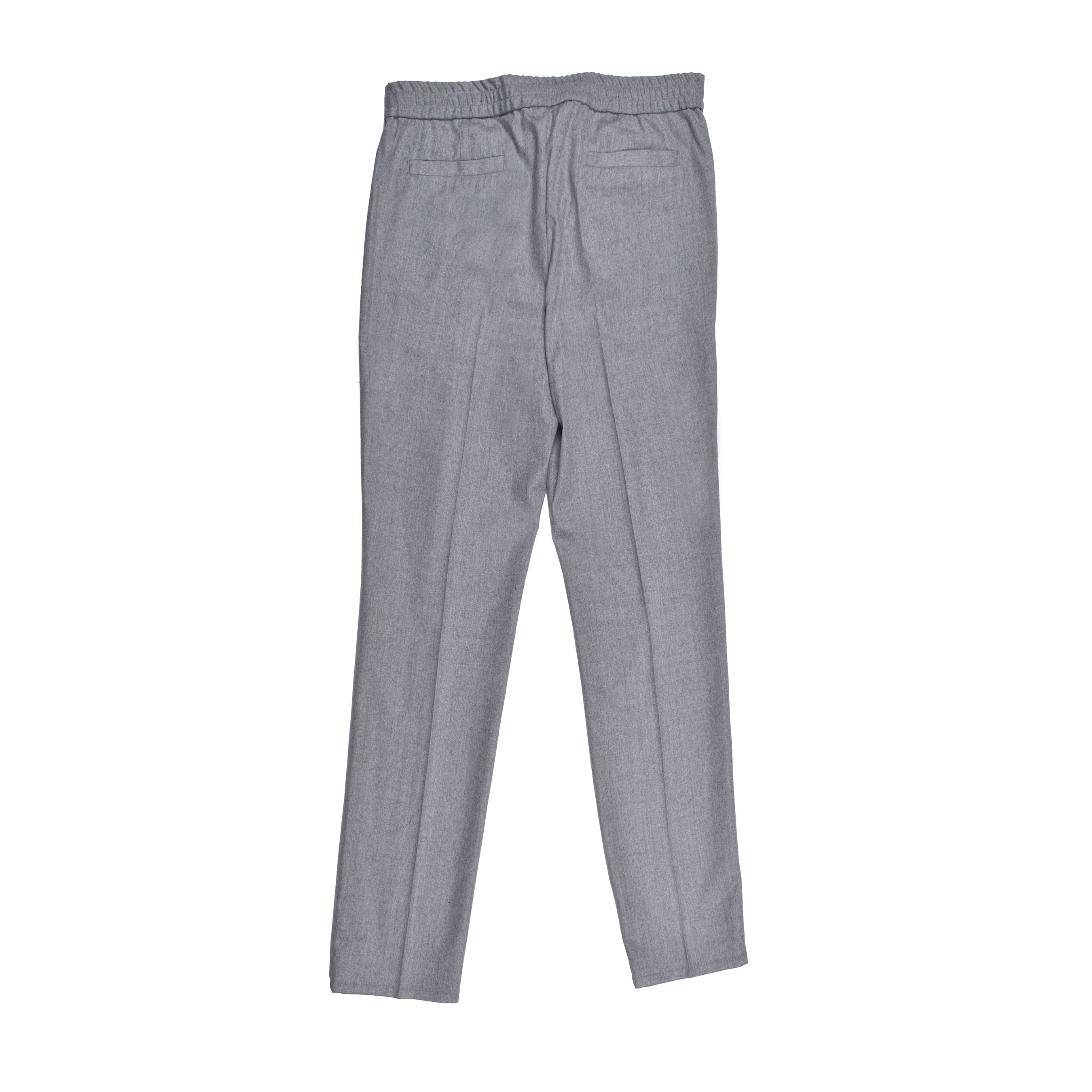 BRUNELLO CUCINELLI MEN'S GRAY VIRGIN WOOL DRAWSTRING TROUSERS