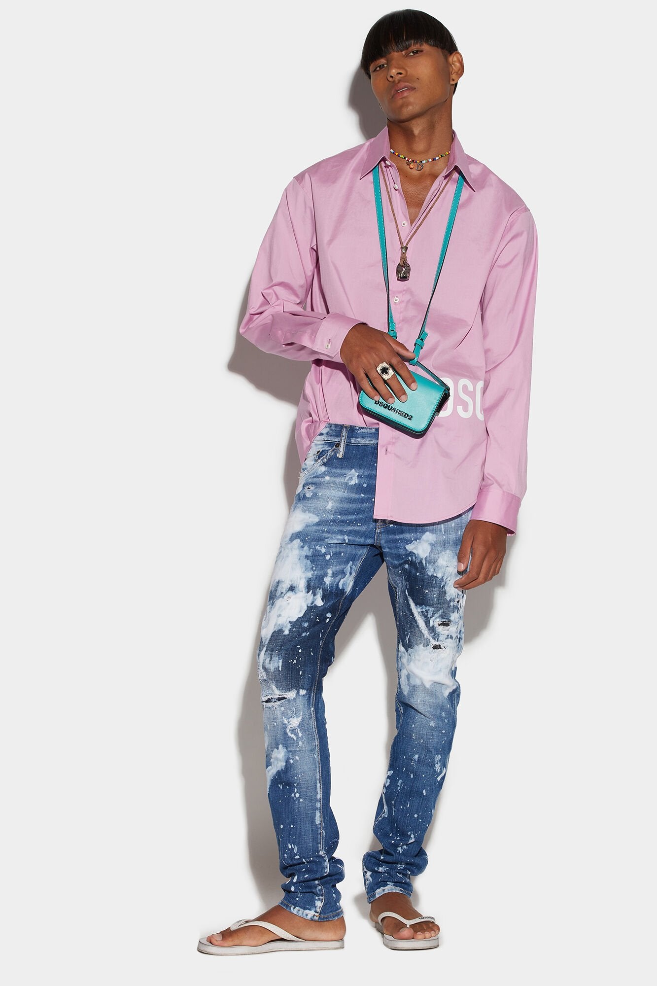 DSQUARED2 MEN'S BLUE DISTRESSED DENIM JEANS