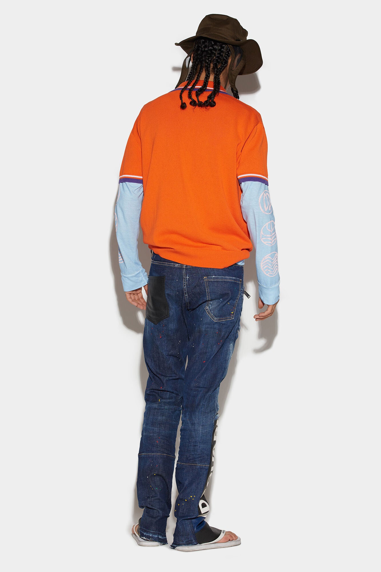 DSQUARED2 MEN'S NAVY DISTRESSED JEANS WITH PATCHES