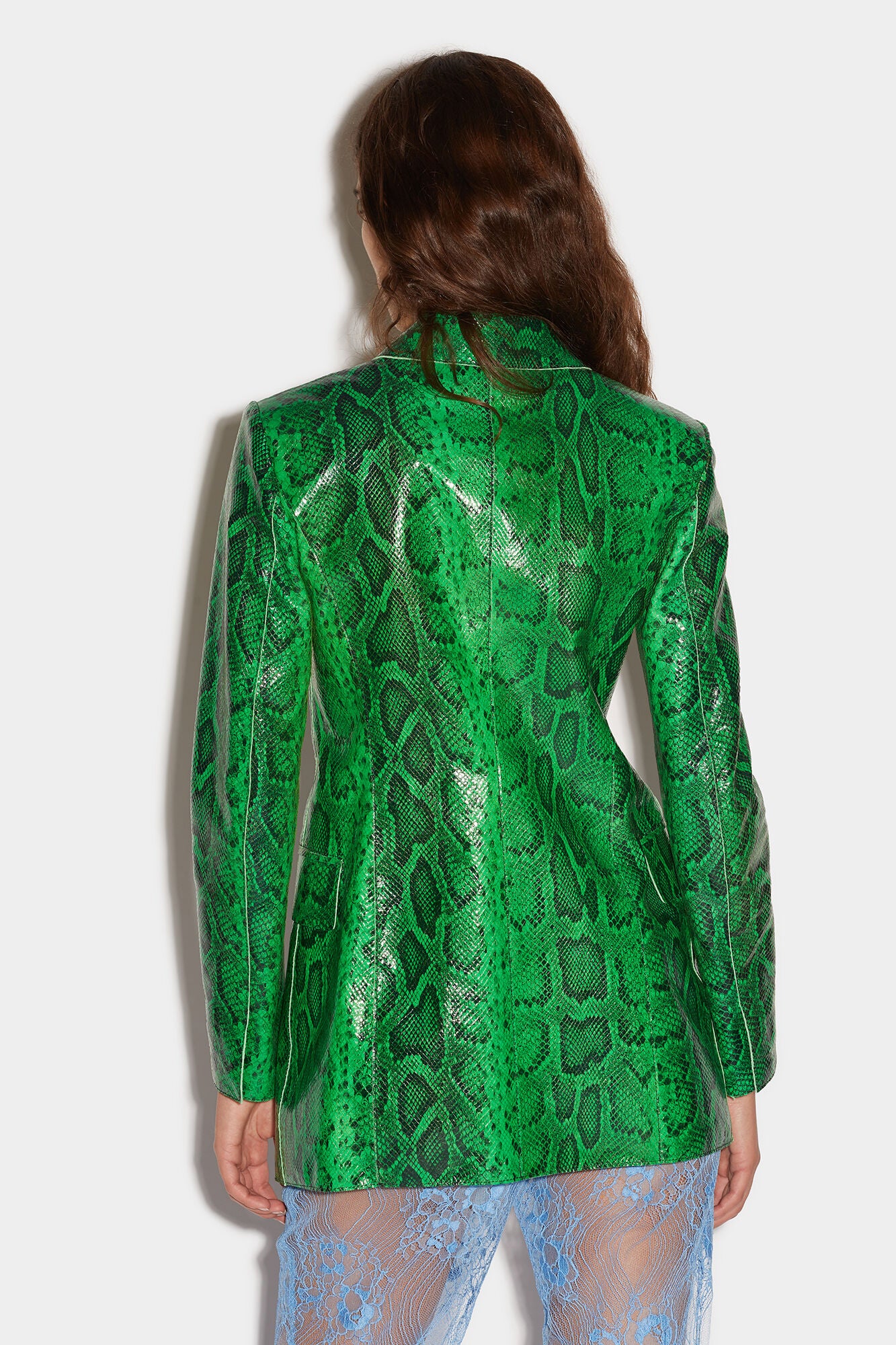 DSQUARED2 WOMEN'S GREEN SNAKESKIN-PATTERNED TAILORED JACKET