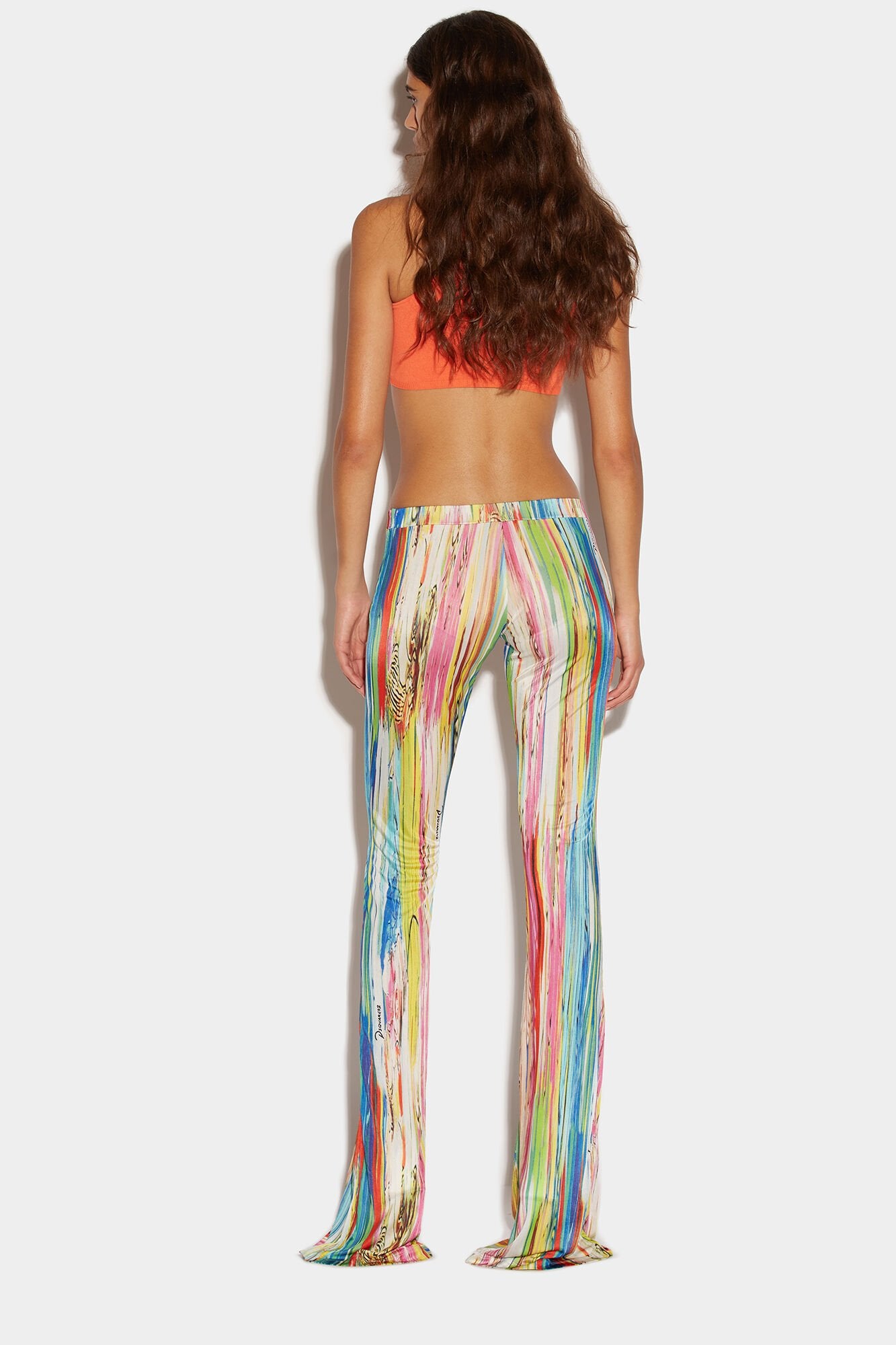 DSQUARED2 WOMEN'S MULTICOLOR STRIPED FLARED TROUSERS