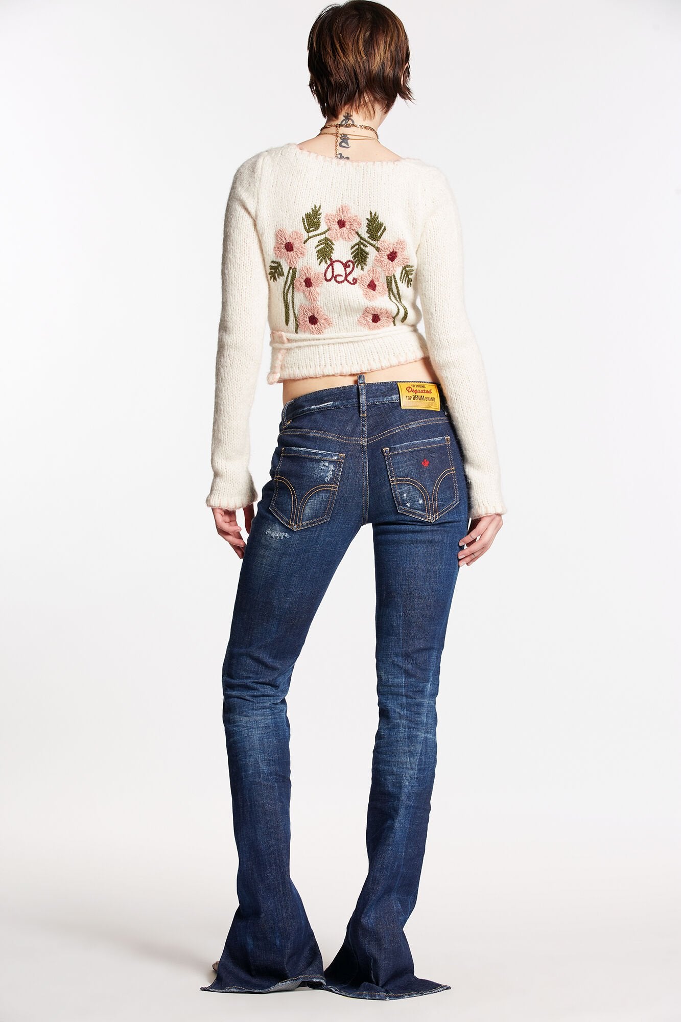 DSQUARED2 WOMEN'S NAVY BLUE DISTRESSED SPLIT-HEM JEANS