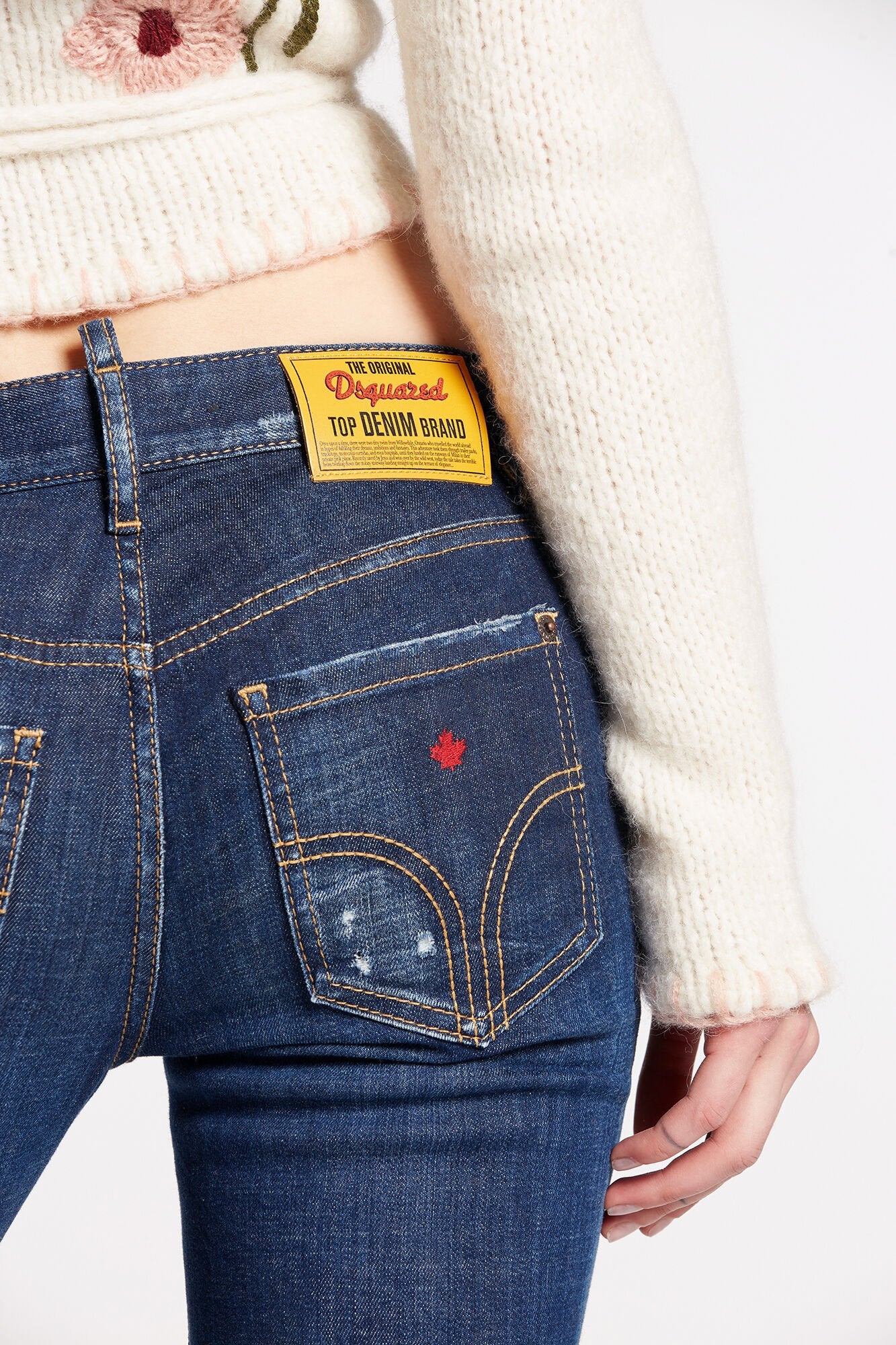 DSQUARED2 WOMEN'S NAVY BLUE DISTRESSED SPLIT-HEM JEANS