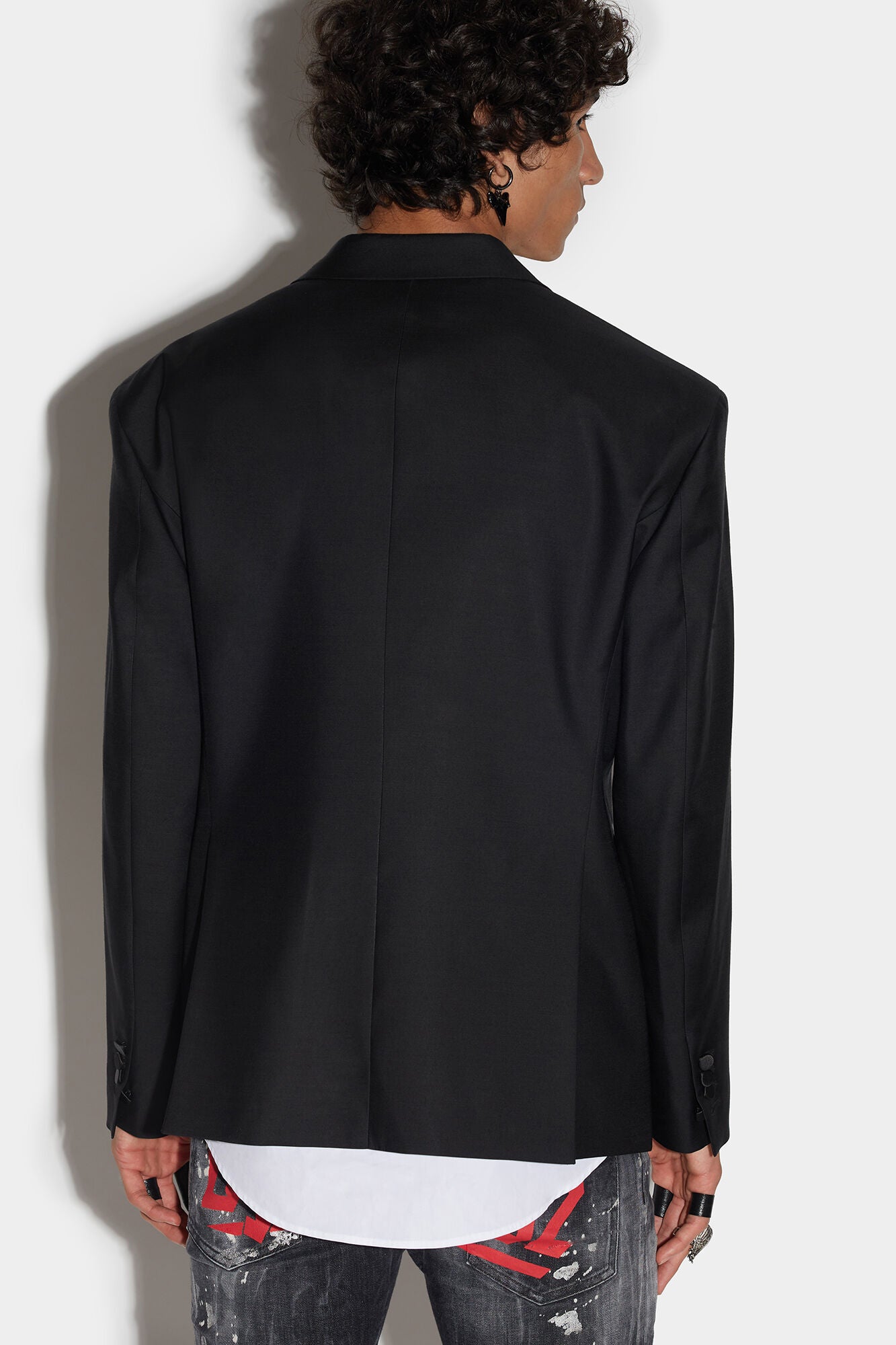 DSQUARED2 MEN'S BLACK TAILORED JACKET WITH EMBELLISHMENTS