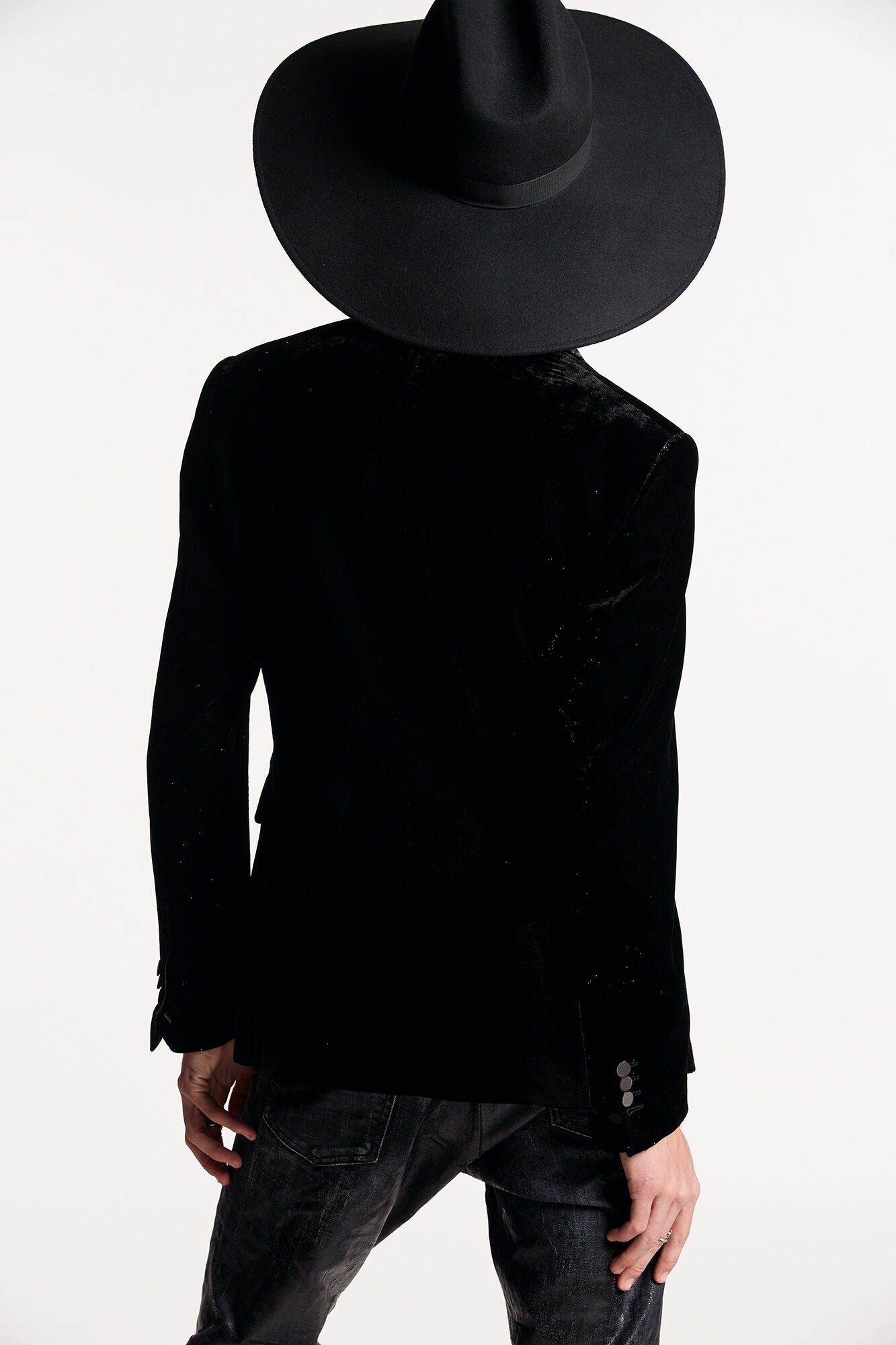 DSQUARED2 MEN'S BLACK VELVET TAILORED JACKET