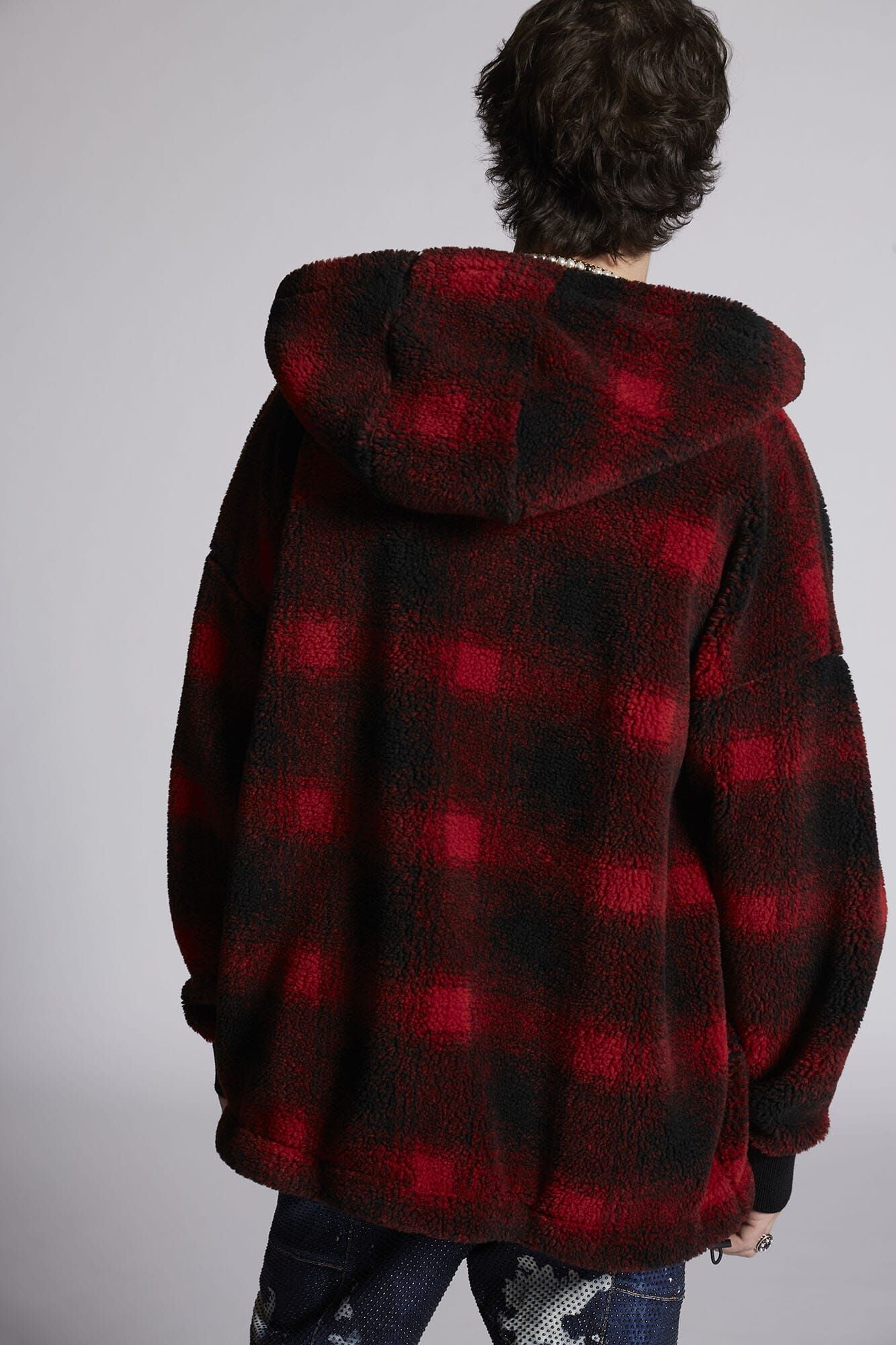 DSQUARED2 MEN'S BLACK RED PLAID ZIP JACKET