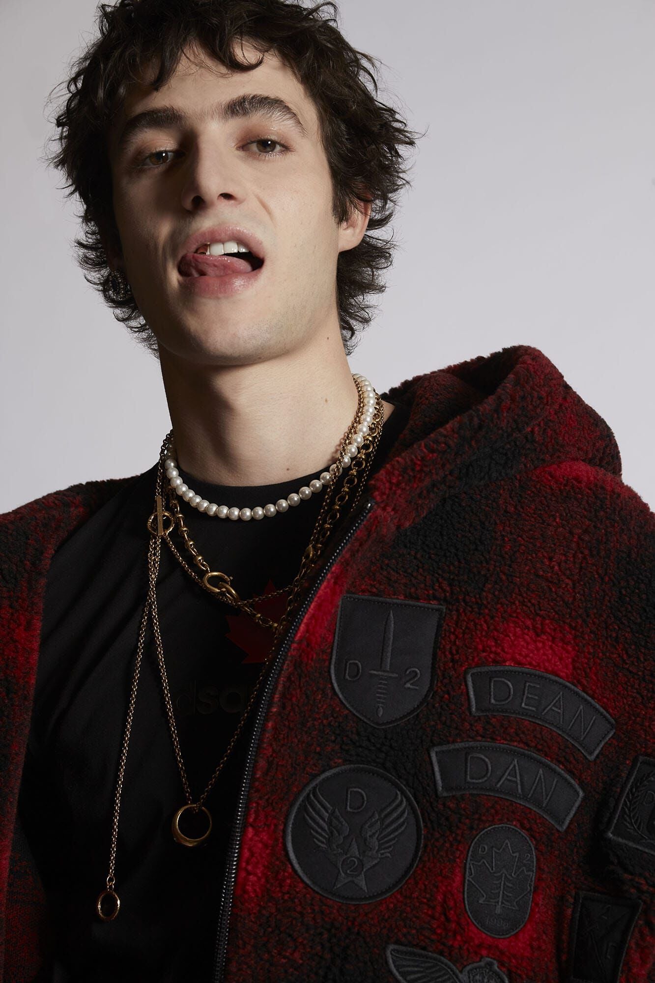 DSQUARED2 MEN'S BLACK RED PLAID ZIP JACKET