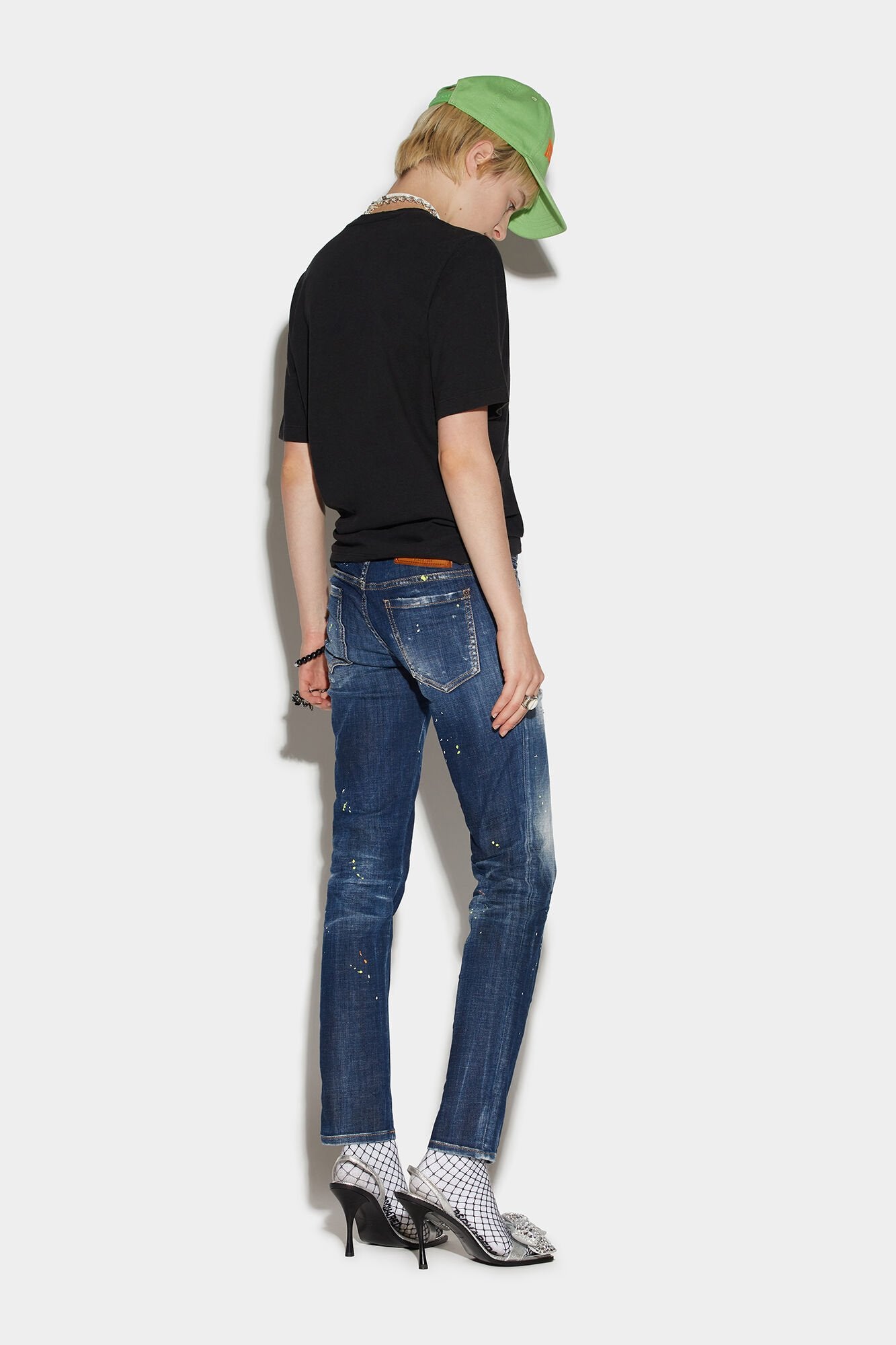 DSQUARED2 WOMEN'S NAVY DISTRESSED DENIM JEANS