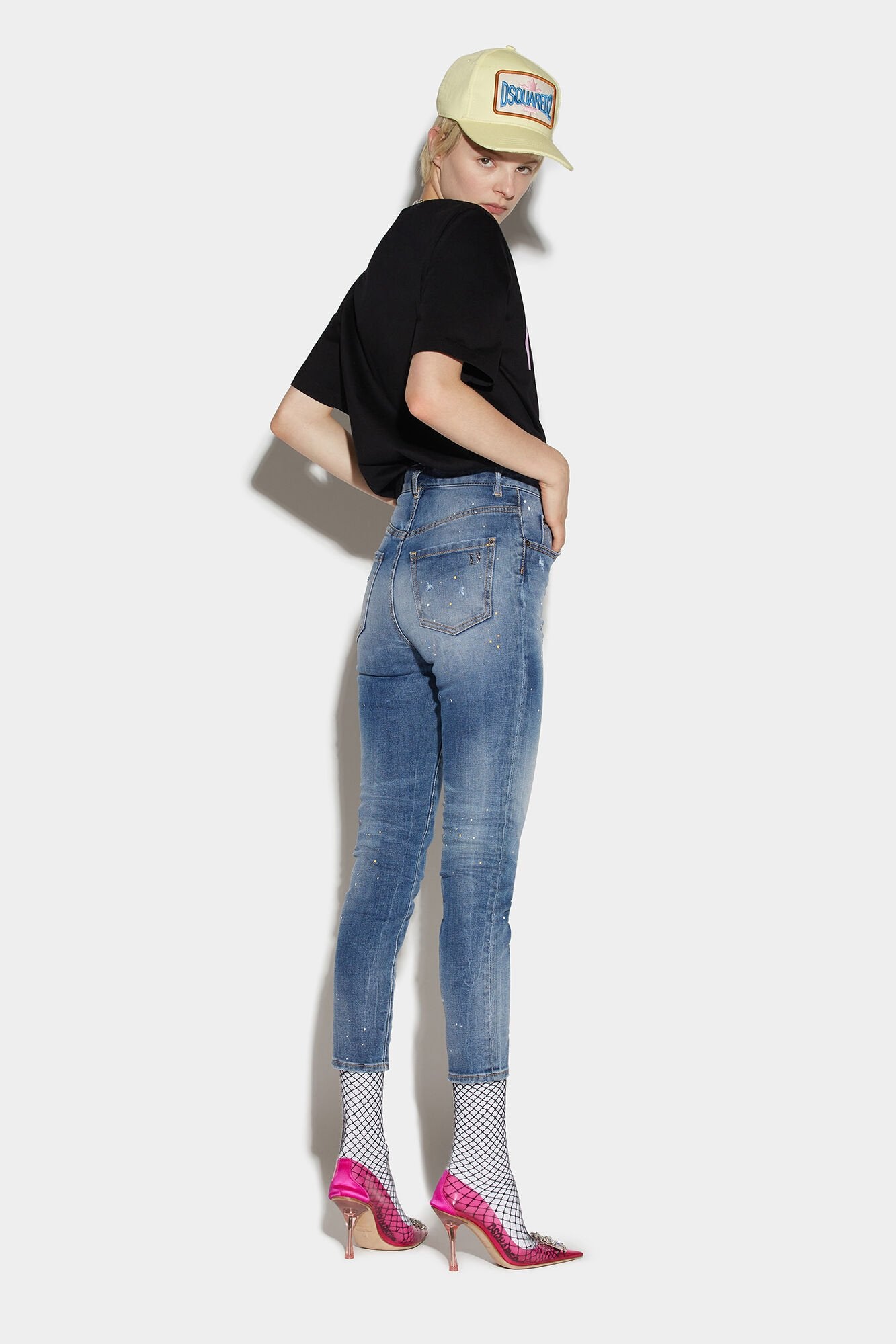 DSQUARED2 WOMEN'S BLUE DISTRESSED SKINNY JEANS