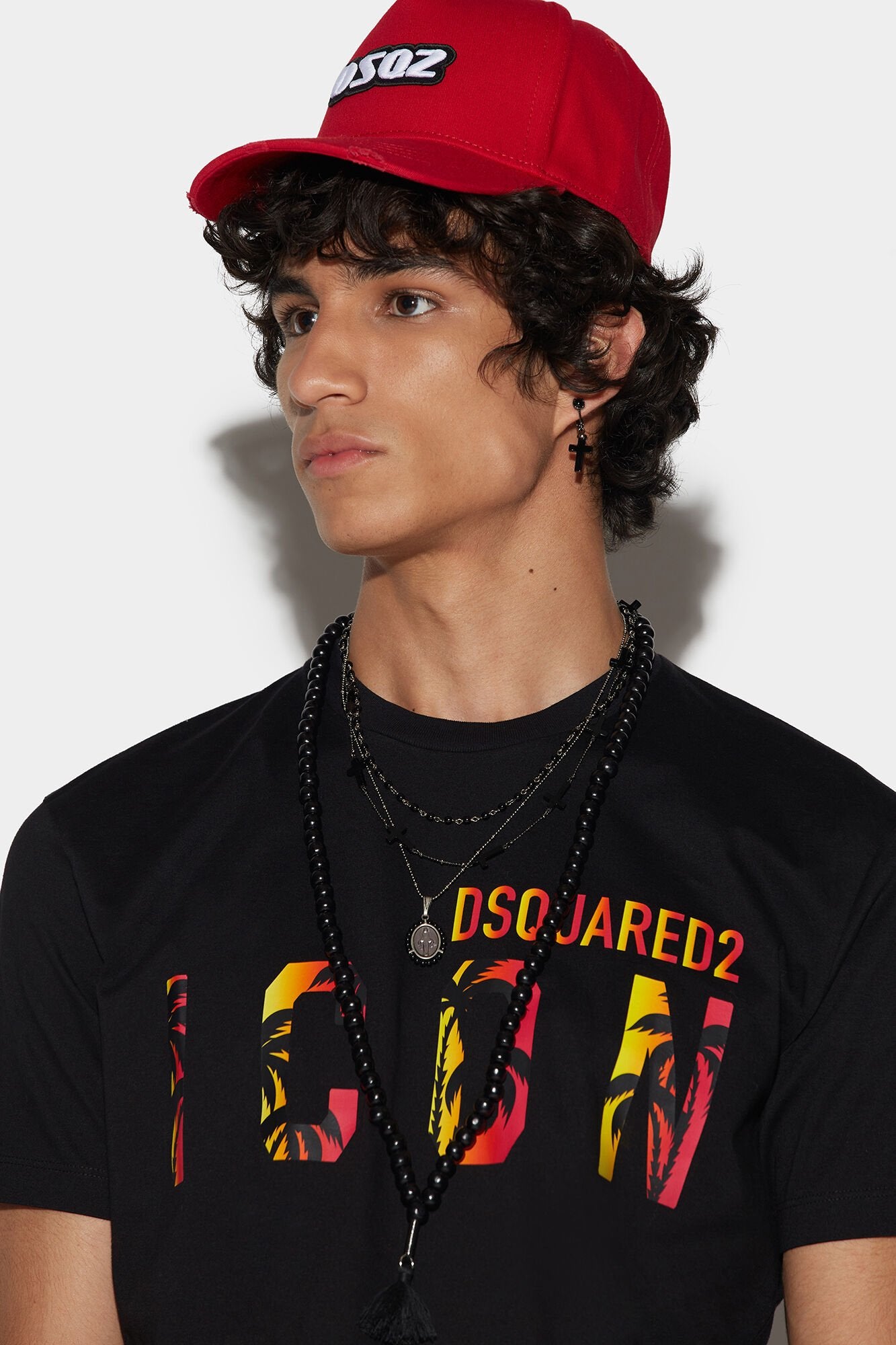 DSQUARED2 MEN'S BLACK GRAPHIC PRINT T-SHIRT