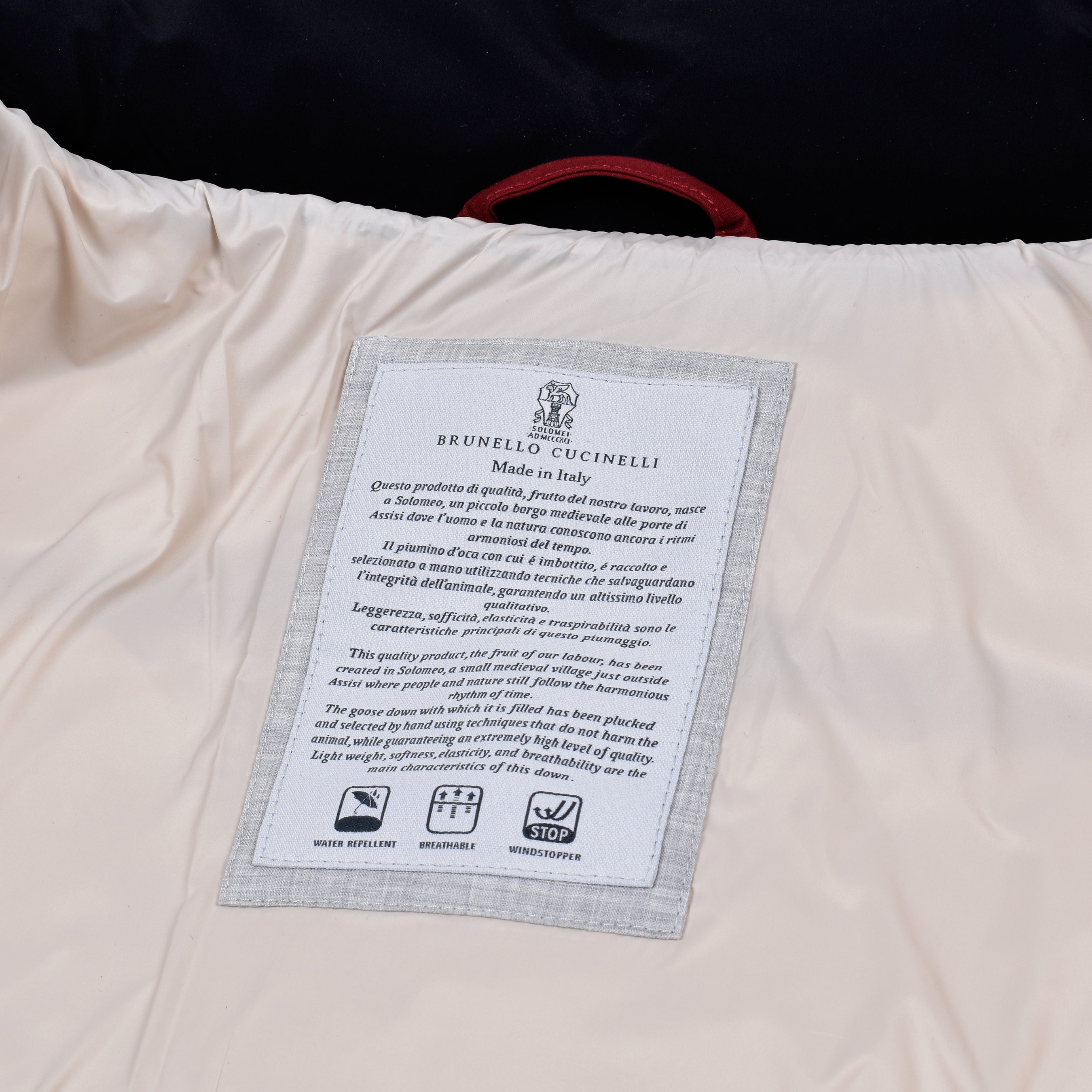 BRUNELLO CUCINELLI MEN'S JET BLACK QUILTED DOWN BOMBER JACKET