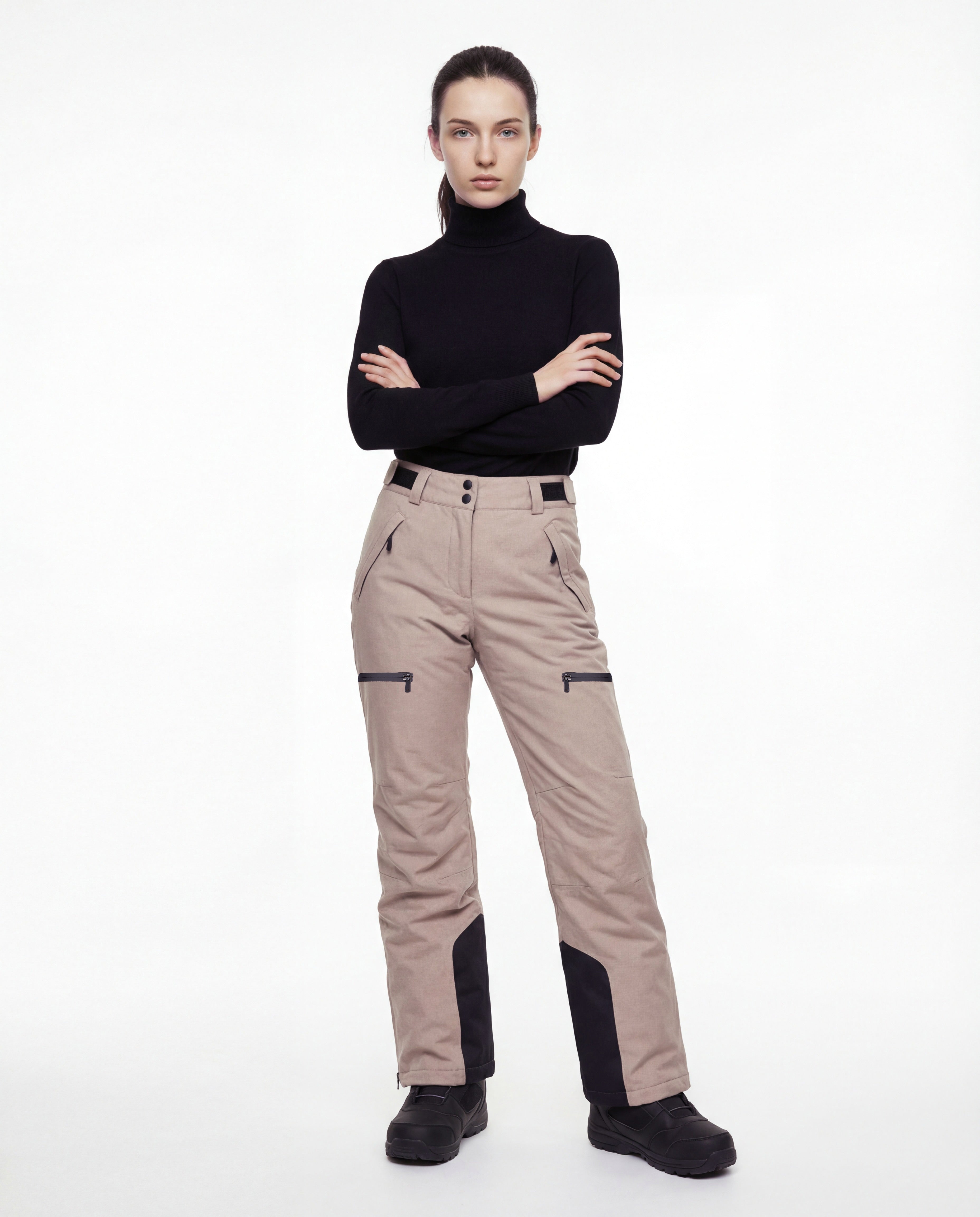 BRUNELLO CUCINELLI WOMEN'S BEIGE WOOL SKI TROUSERS