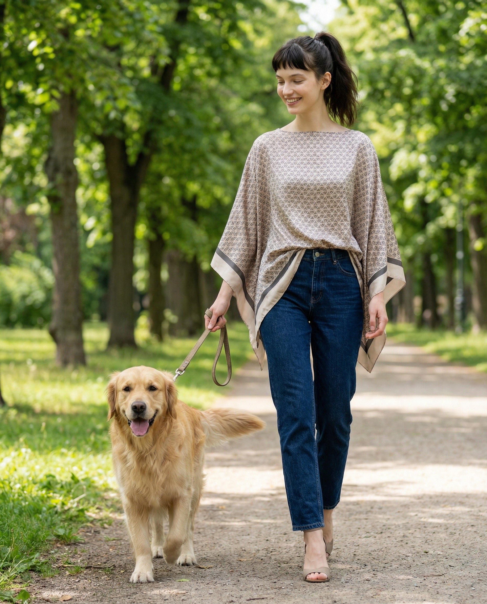 BRUNELLO CUCINELLI WOMEN'S ANTHRACITE BEIGE SILK SHAWL TOP