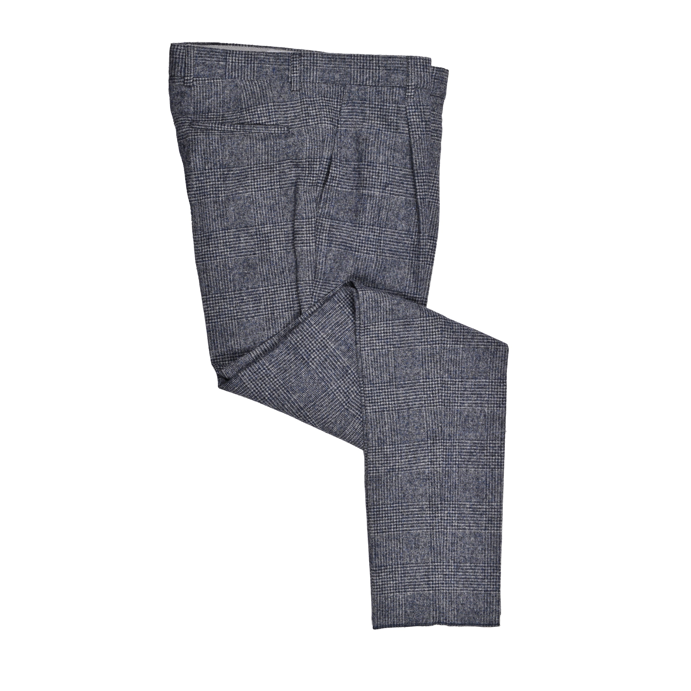 BRUNELLO CUCINELLI MEN'S DENIM CHECK WOOL BLEND SUIT