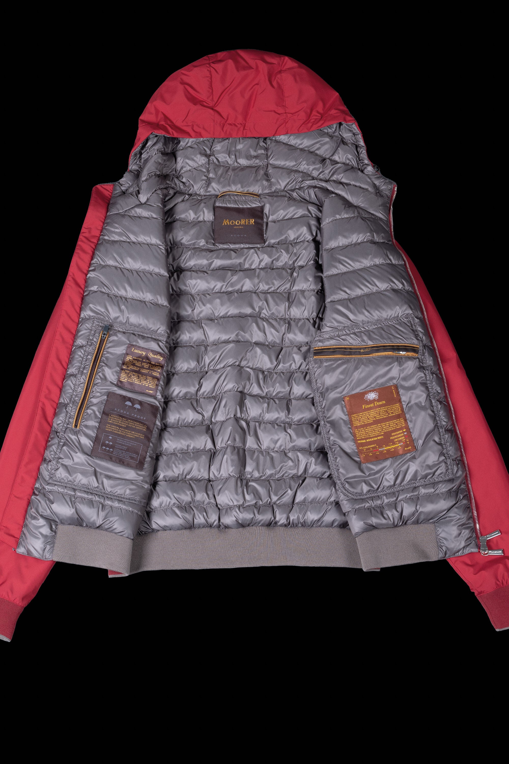 MOORER MEN'S RED HOODED ZIP JACKET