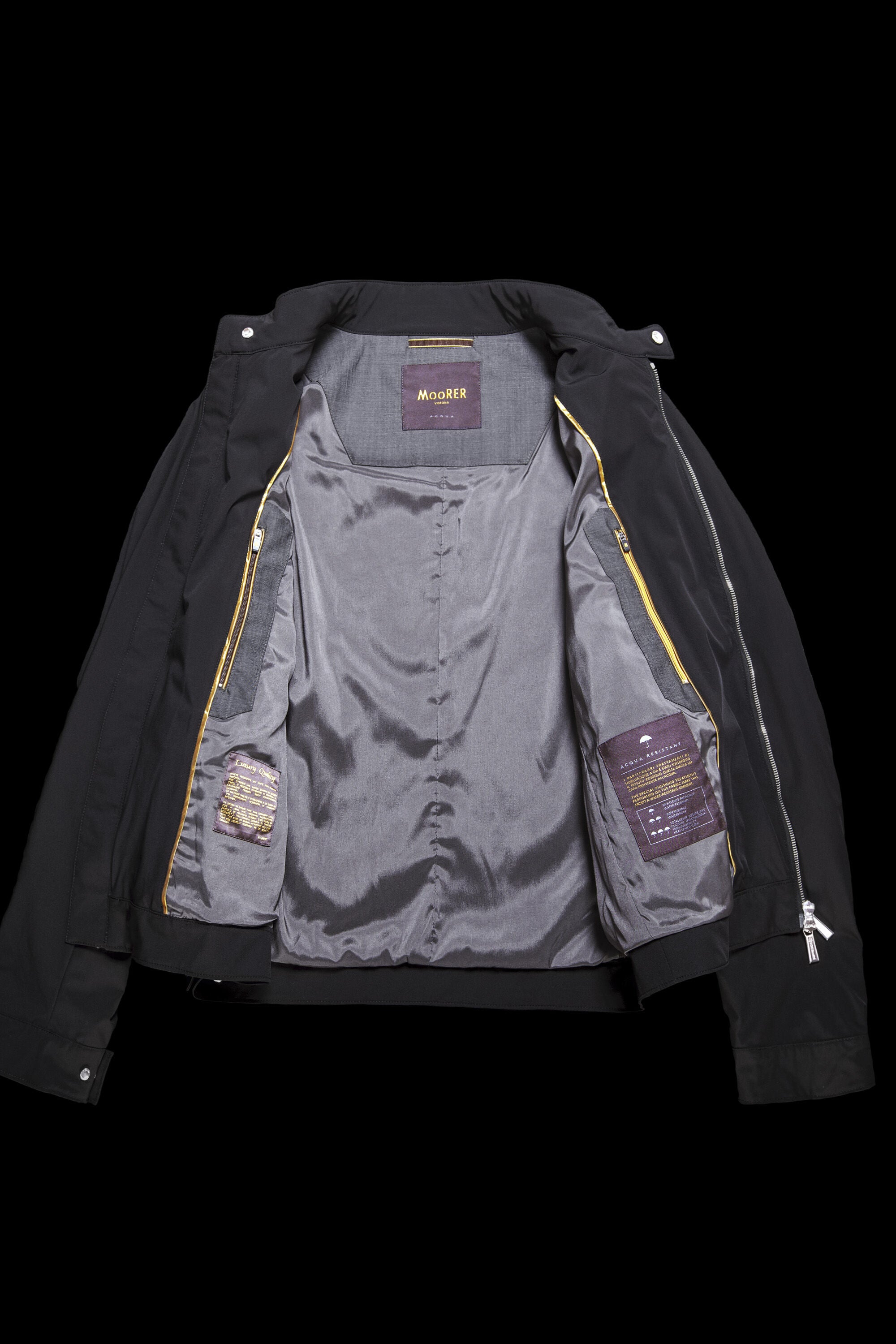 MOORER MEN'S BLACK ZIP-UP JACKET WITH POCKETS