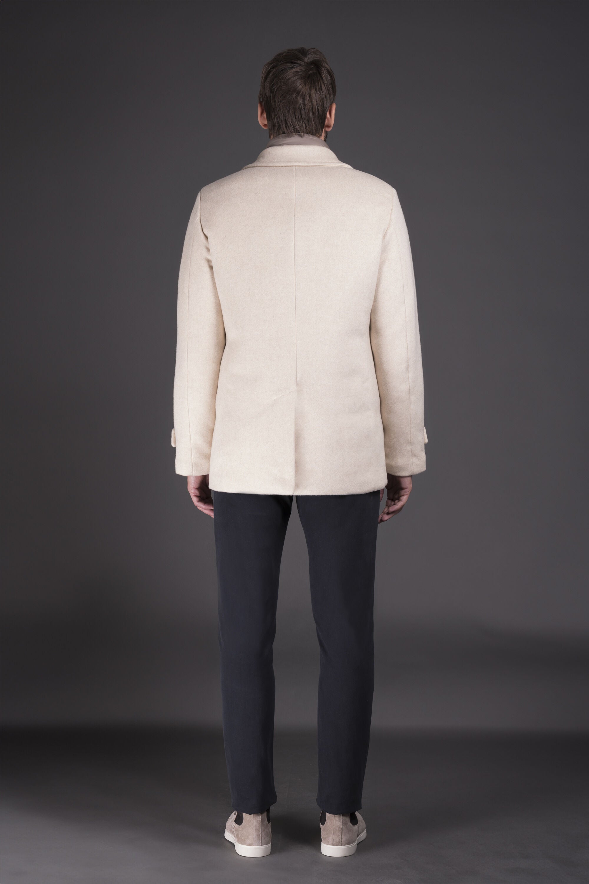 MOORER MEN'S SAND DOUBLE-BREASTED WOOL COAT