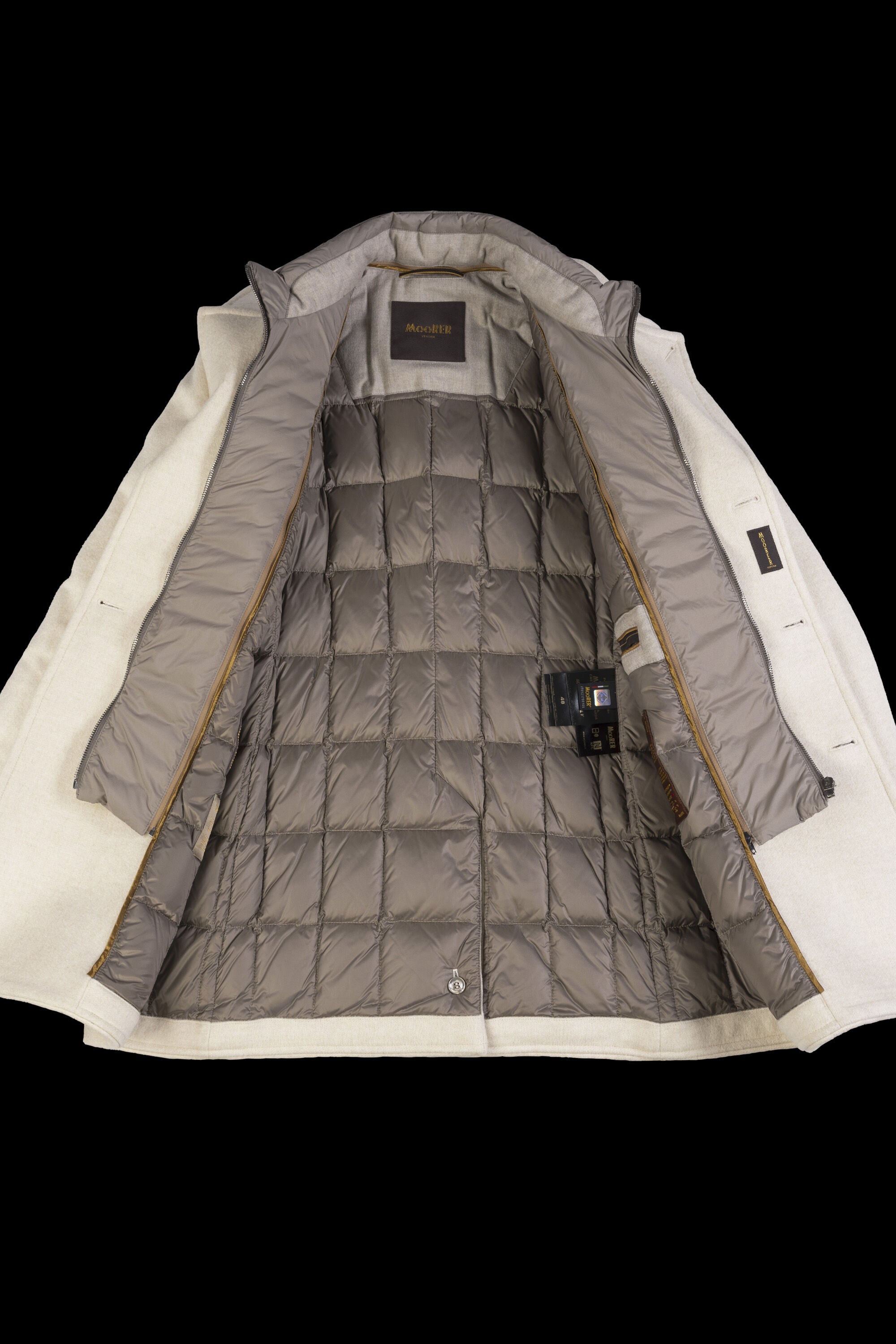 MOORER MEN'S SAND DOUBLE-BREASTED WOOL COAT