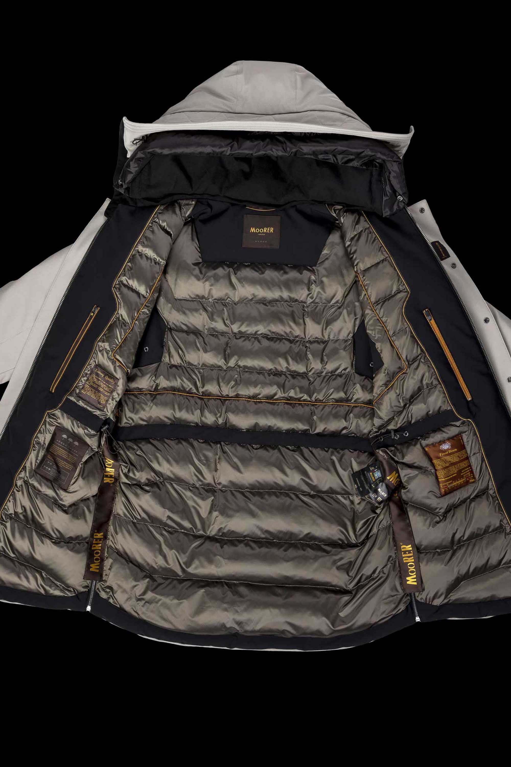 MOORER MEN'S MARBLE GRAY HOODED PARKA COAT