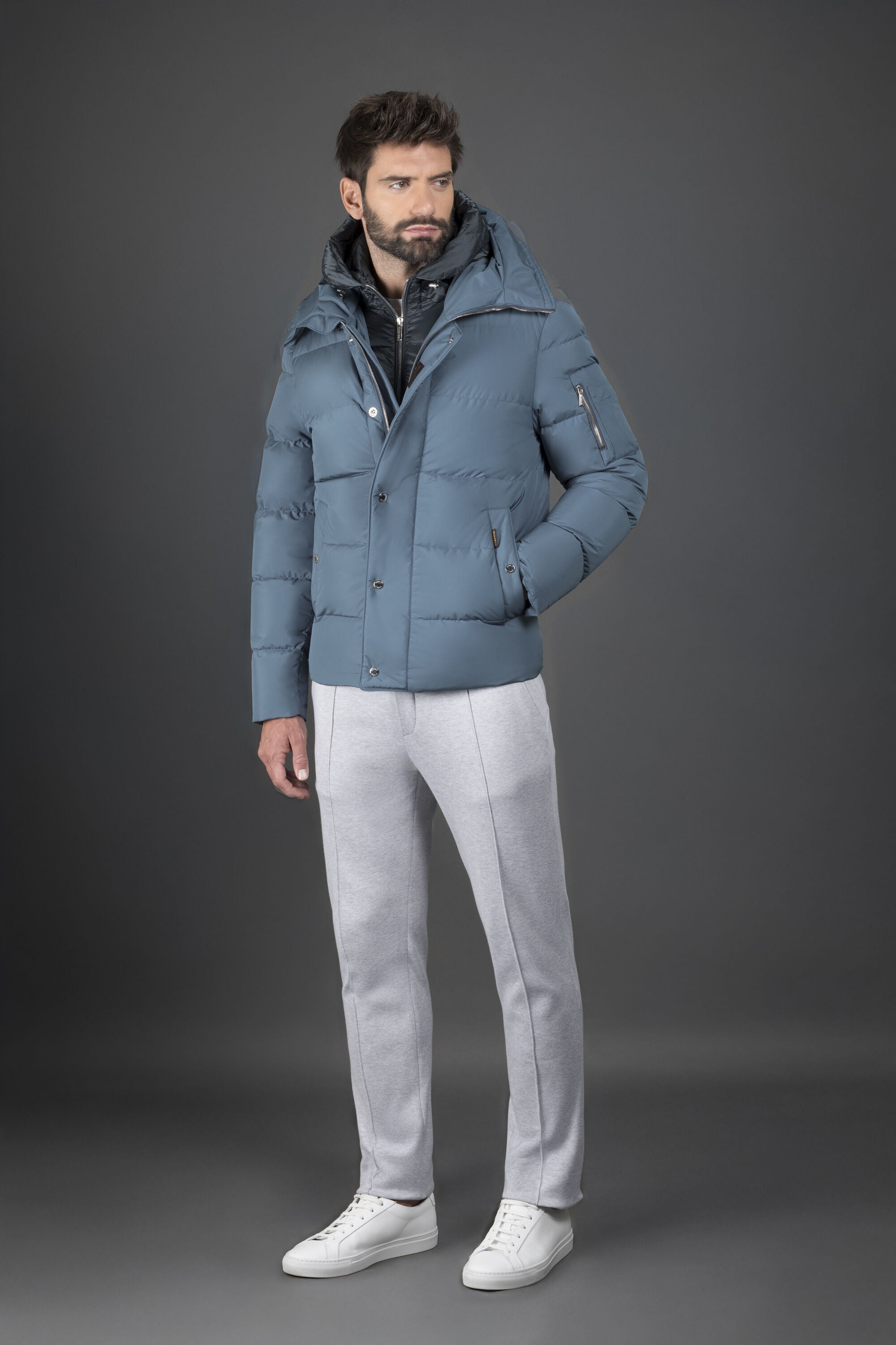 MOORER MEN'S TURQUOISE QUILTED PUFFER JACKET