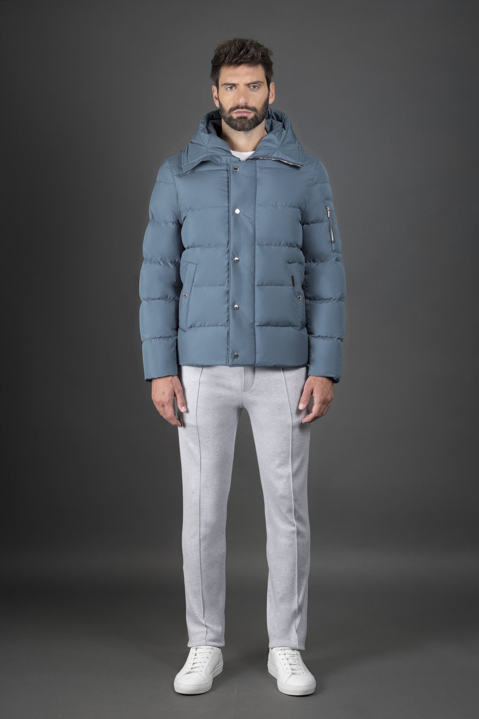 MOORER MEN'S TURQUOISE QUILTED PUFFER JACKET